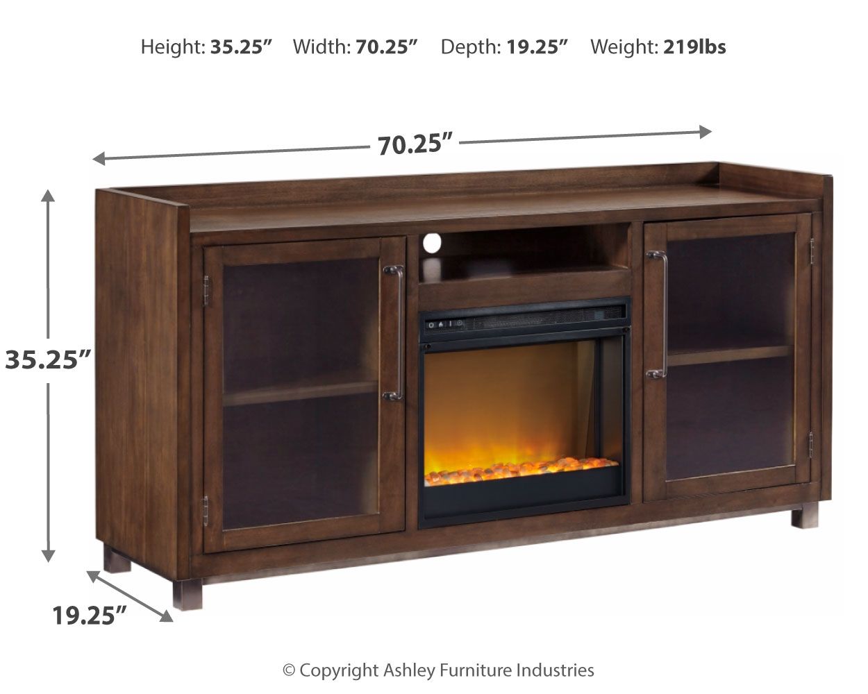 Starmore - 70" TV Stand With Glass/Stone Fireplace Insert - Brown