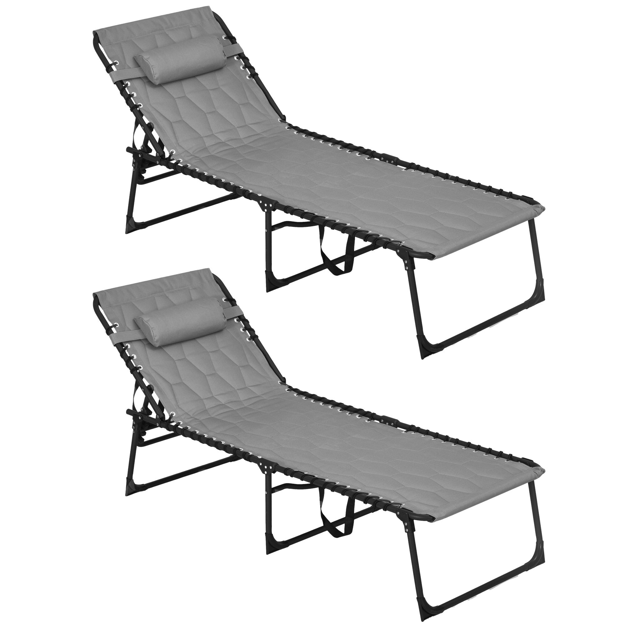 Outsunny Folding Outdoor Reclining Chaise Lounge Tanning Chair
