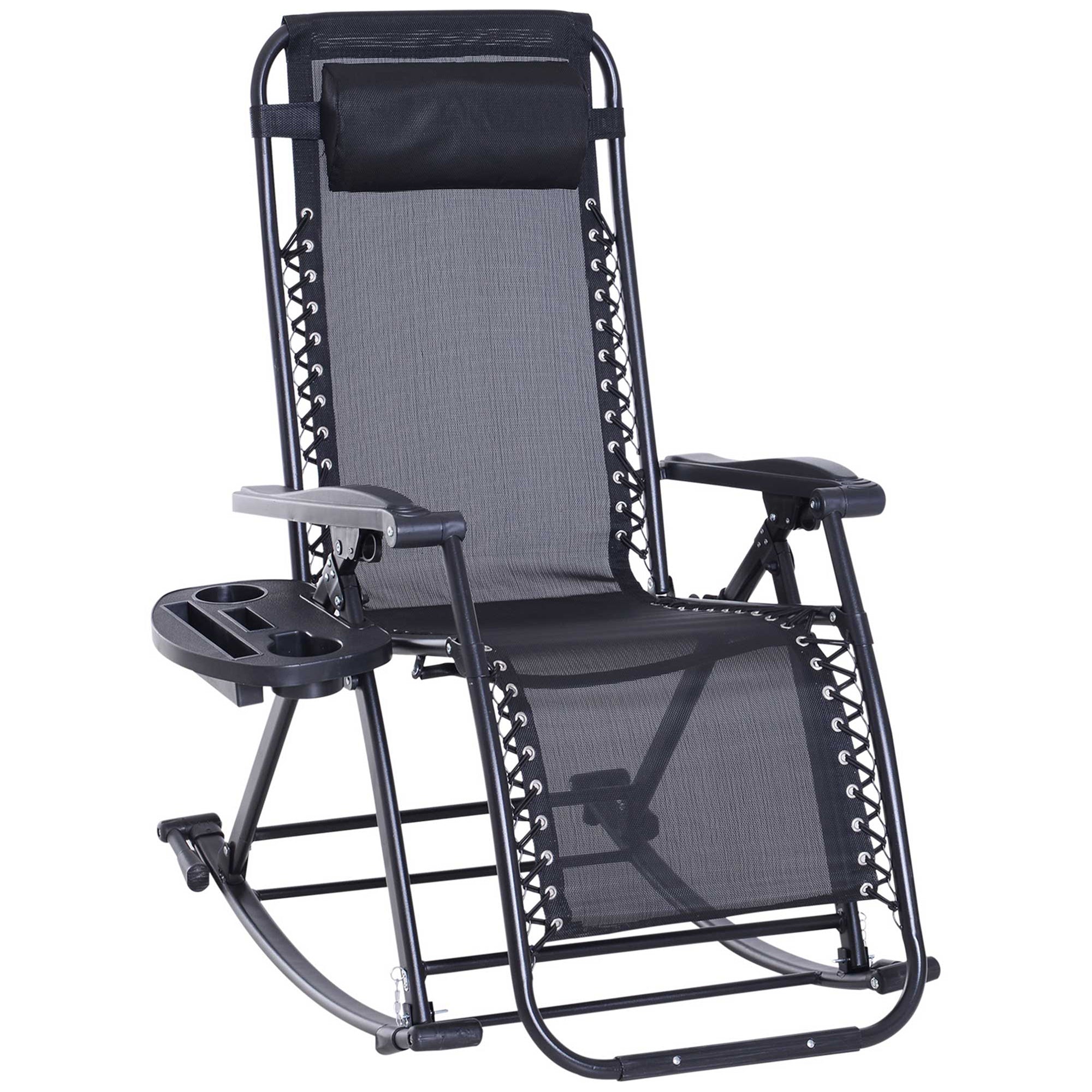 Foldable Outdoor Zero Gravity Recliner Lounge Chair w/ Holders