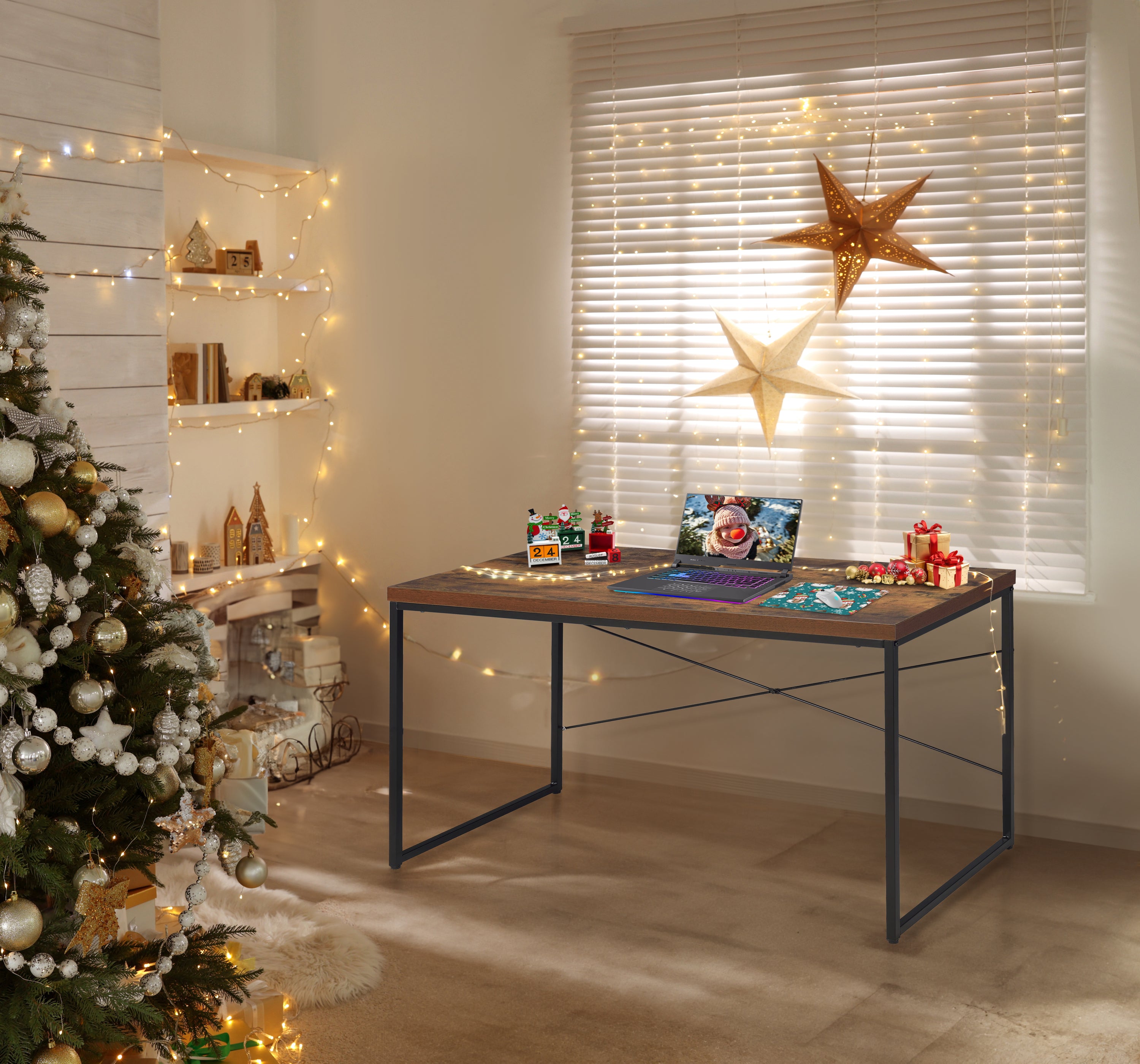 Bob Weathered Oak & Black Writing Desk