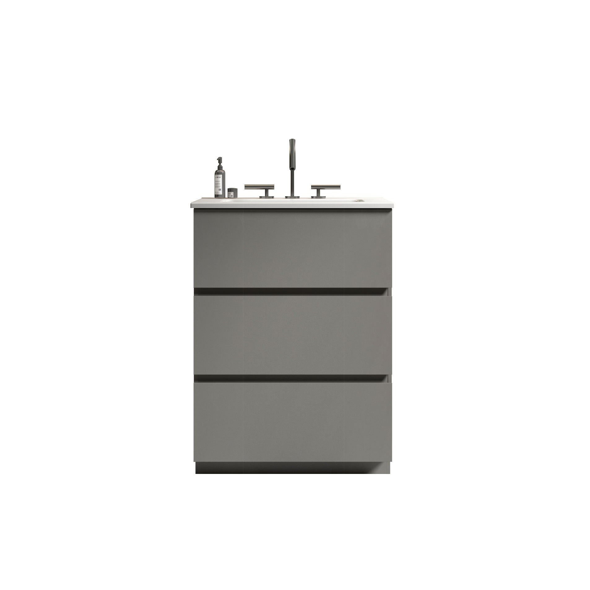 Gray Bathroom Vanity with Sink & Large Storage