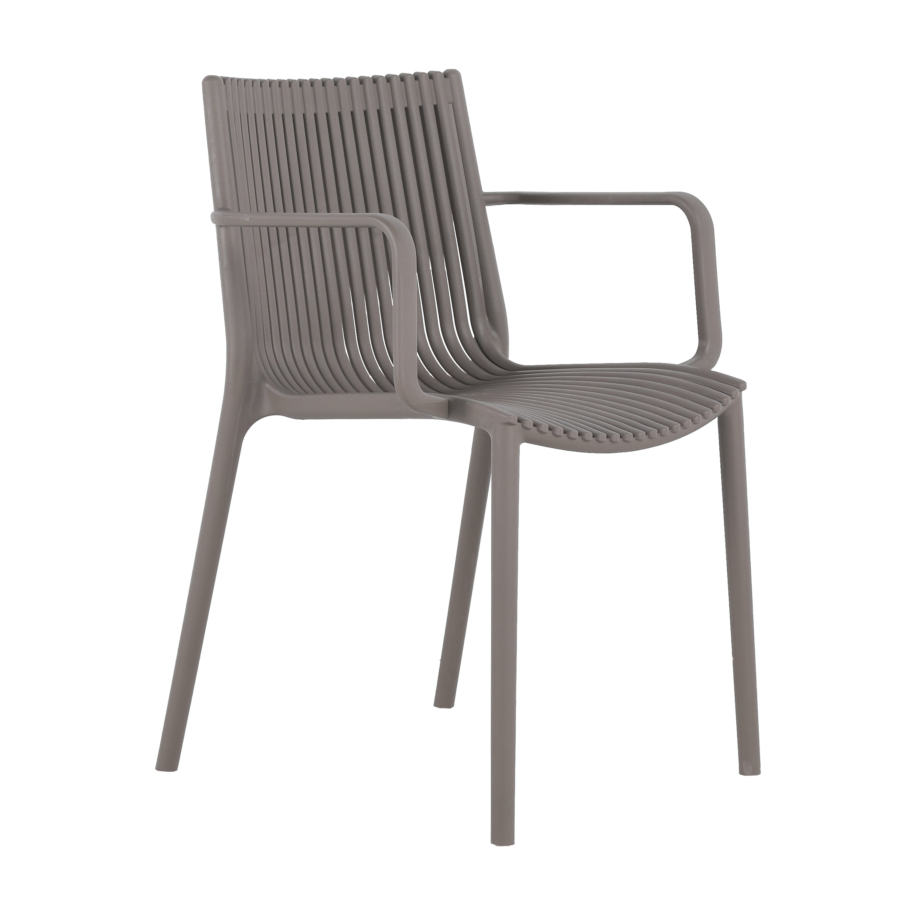 4-Pack Polypropylene Stackable All-Weather Chairs, Warm Gray