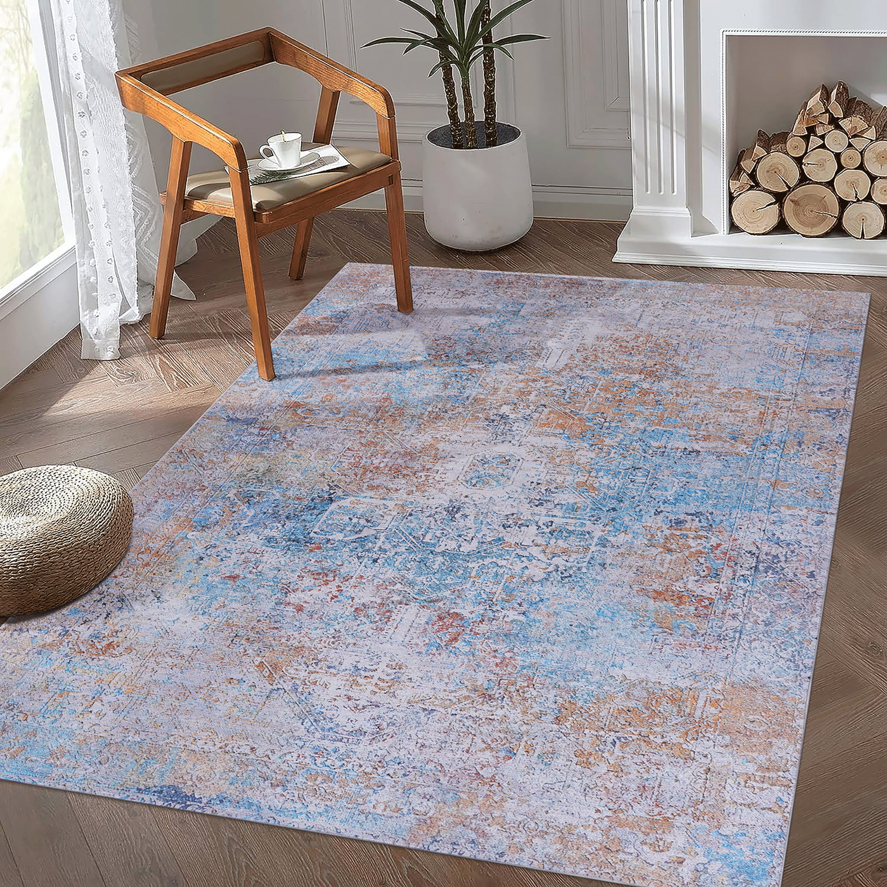 Washable 8x10 Area Rug | Low Pile, Non-Slip