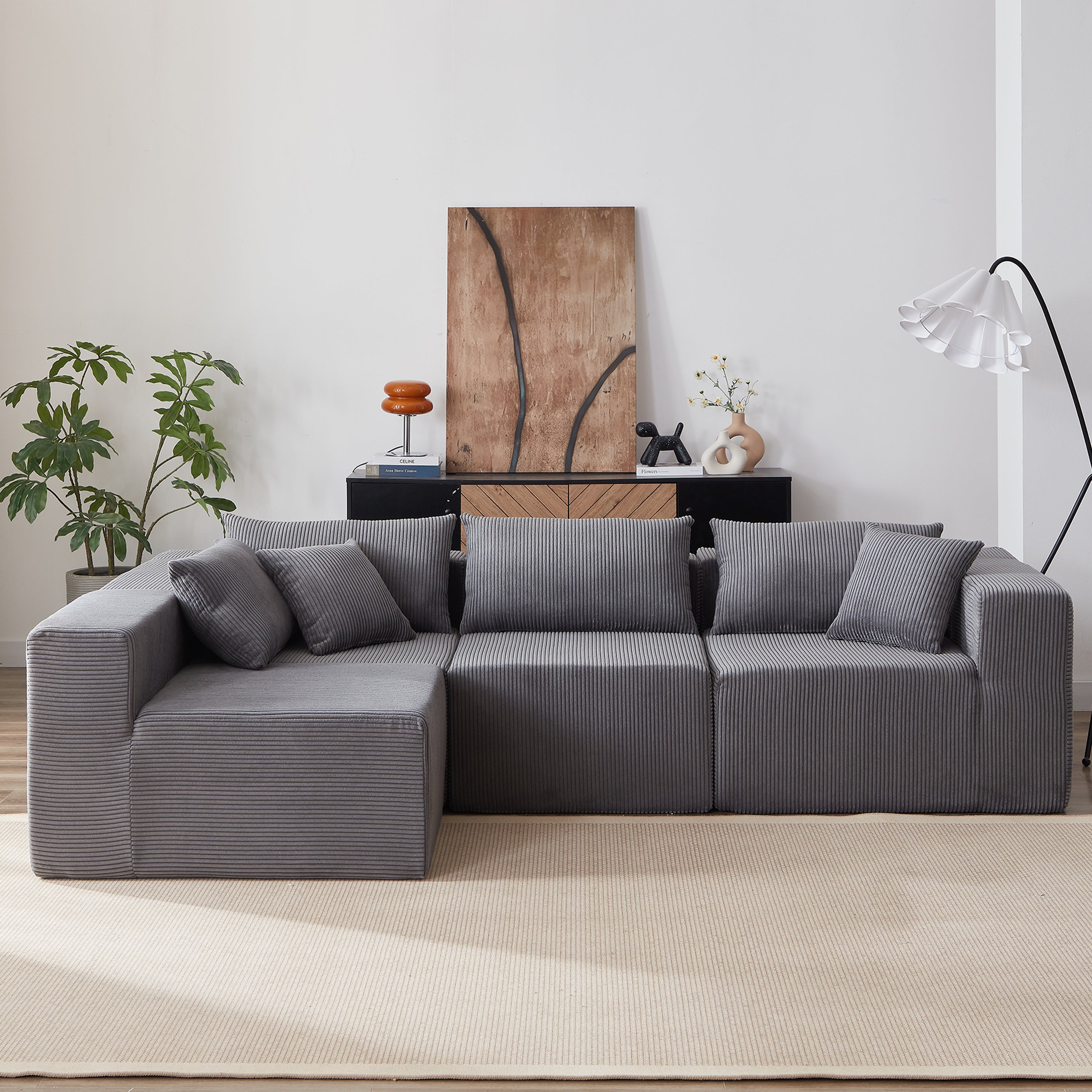 Luxury 104" L-Shaped Sectional Sofa Set