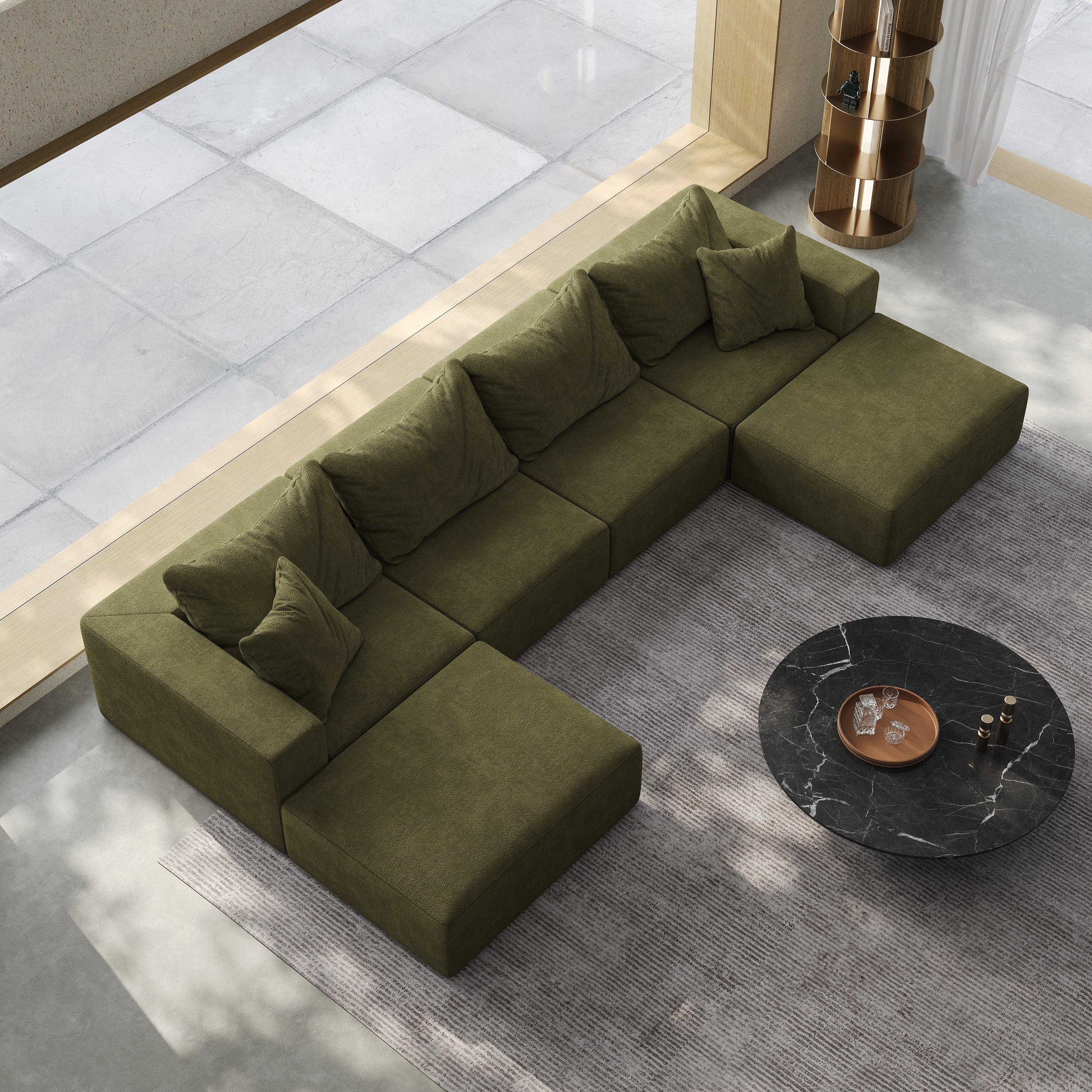 Modern Oversized Sectional Sofa with Pillows