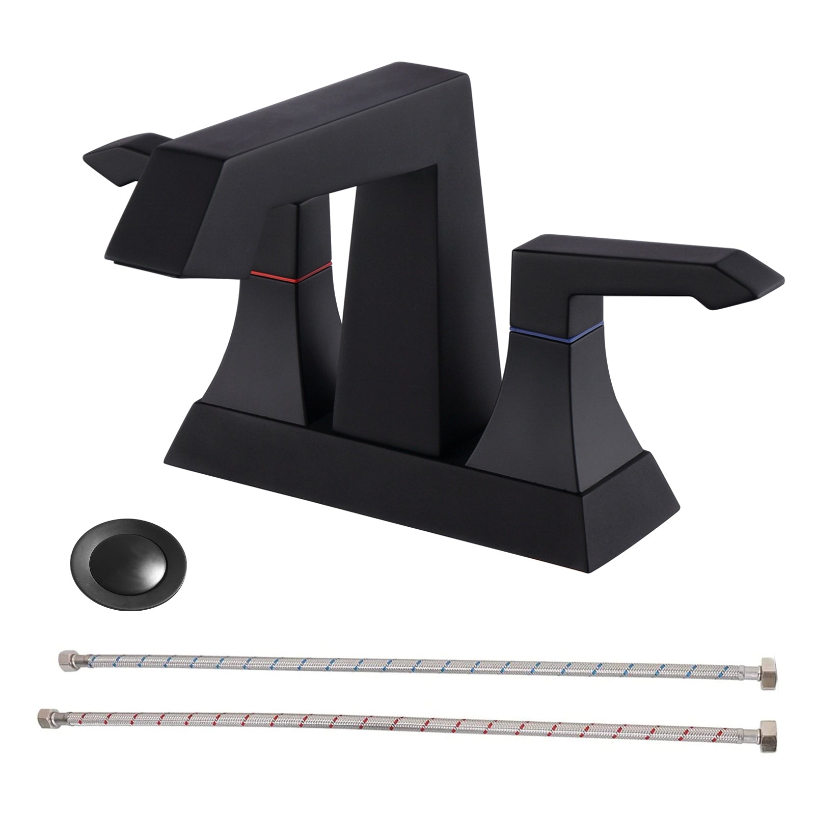 Matte Black Bathroom Faucet with Drain & Supply