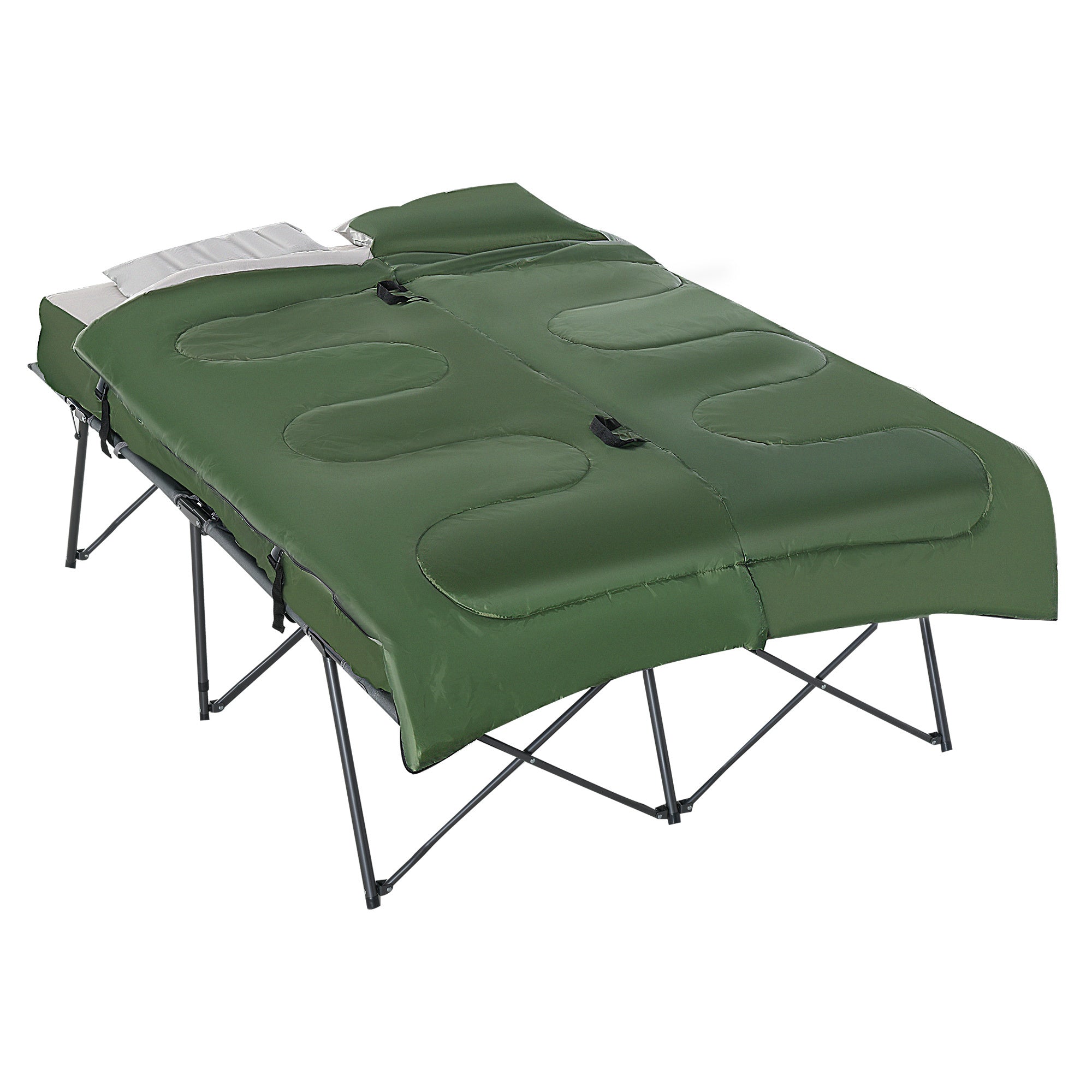 Outsunny 2-Person Portable Folding Camping Cot Set w/ Air Mattress
