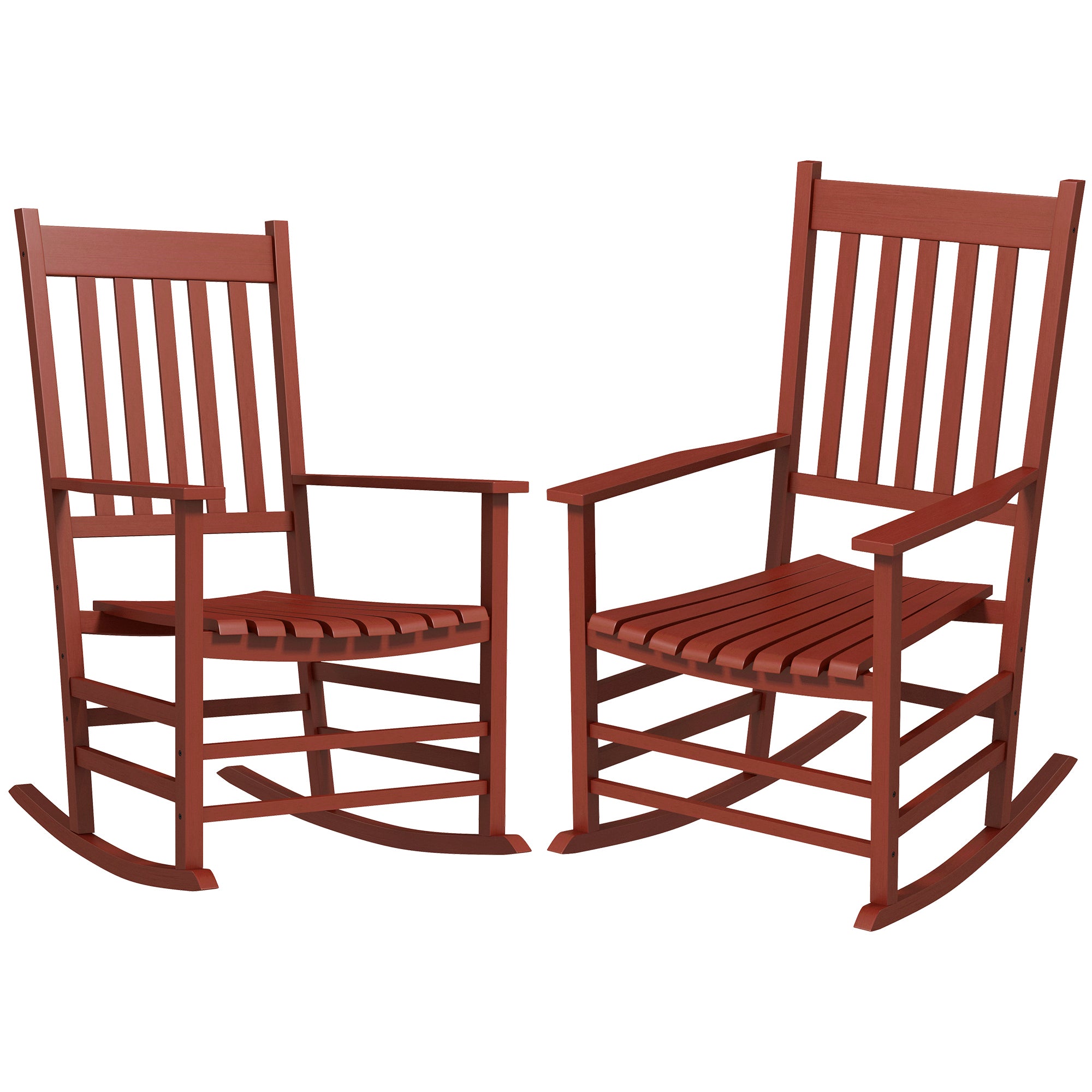 Outsunny Outdoor Wooden Rocking Chair Set of 2 Patio Garden Porch