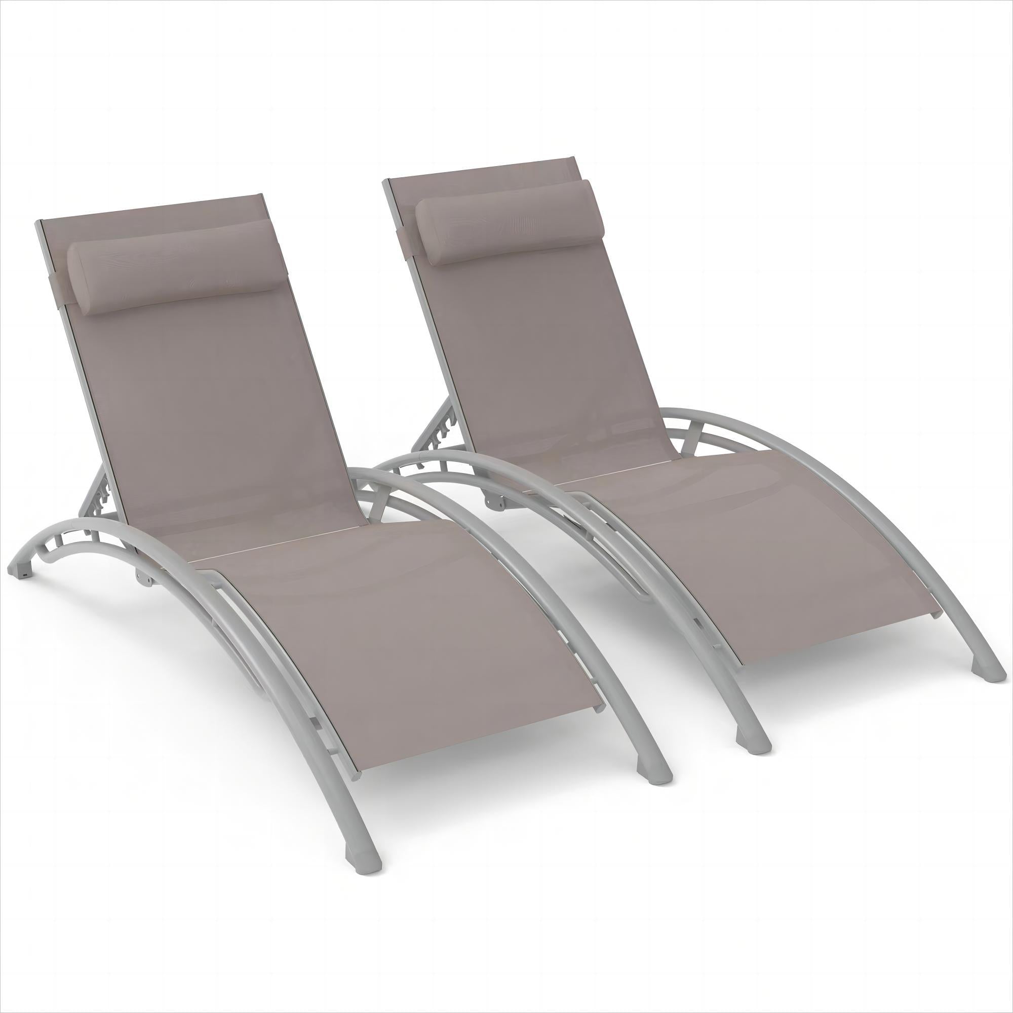 Patio Chaise Lounge Set: 2 Adjustable Recliners