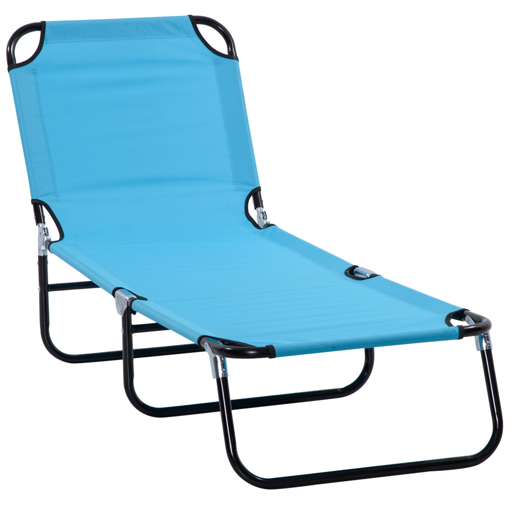 Outsunny Sky Blue Folding Chaise Lounge Pool Chair 5-Level Reclining
