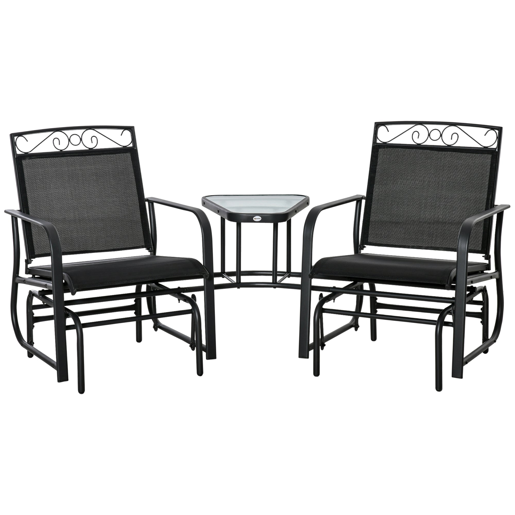 Outsunny Outdoor 2-Seat Glider Swing with Coffee Table, Black