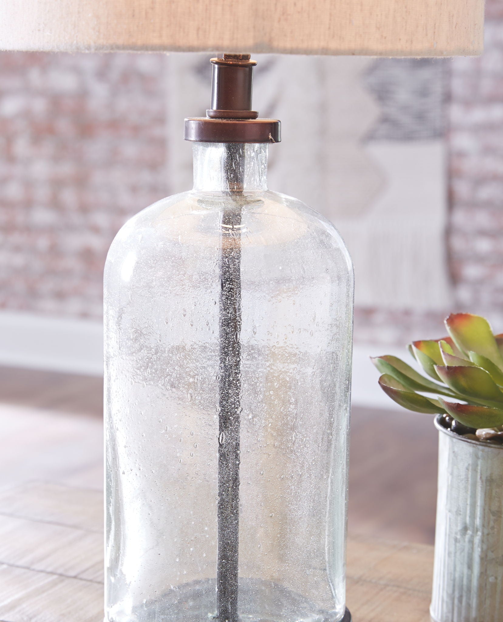 Bandile - Glass Table Lamp  - Clear / Bronze Finish