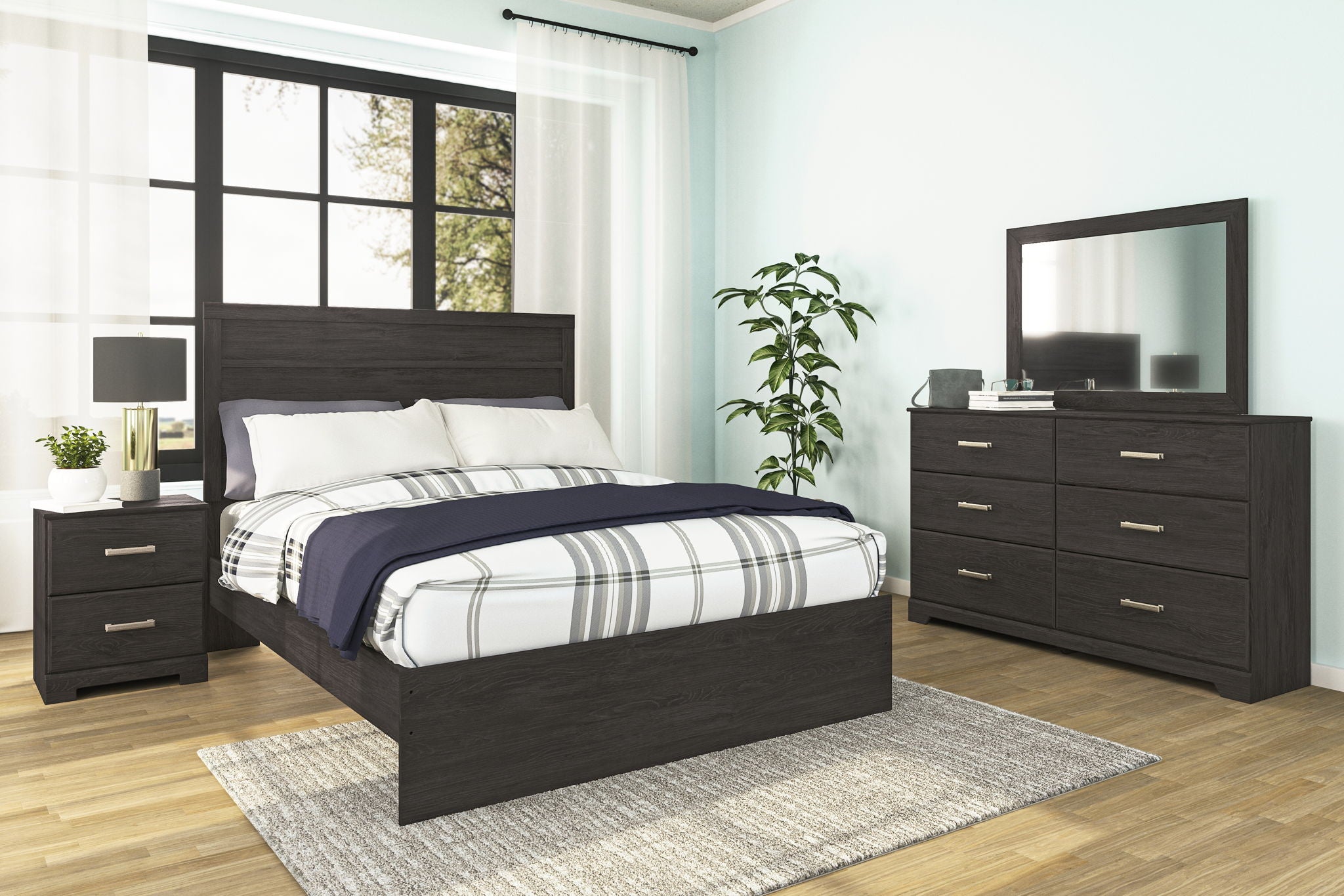 Belachime - Two Drawer Night Stand - Charcoal