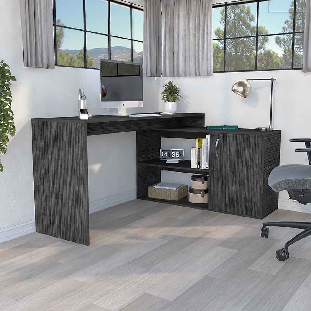 Axis L-Shaped Desk | Modern Computer Desk | Smokey Oak