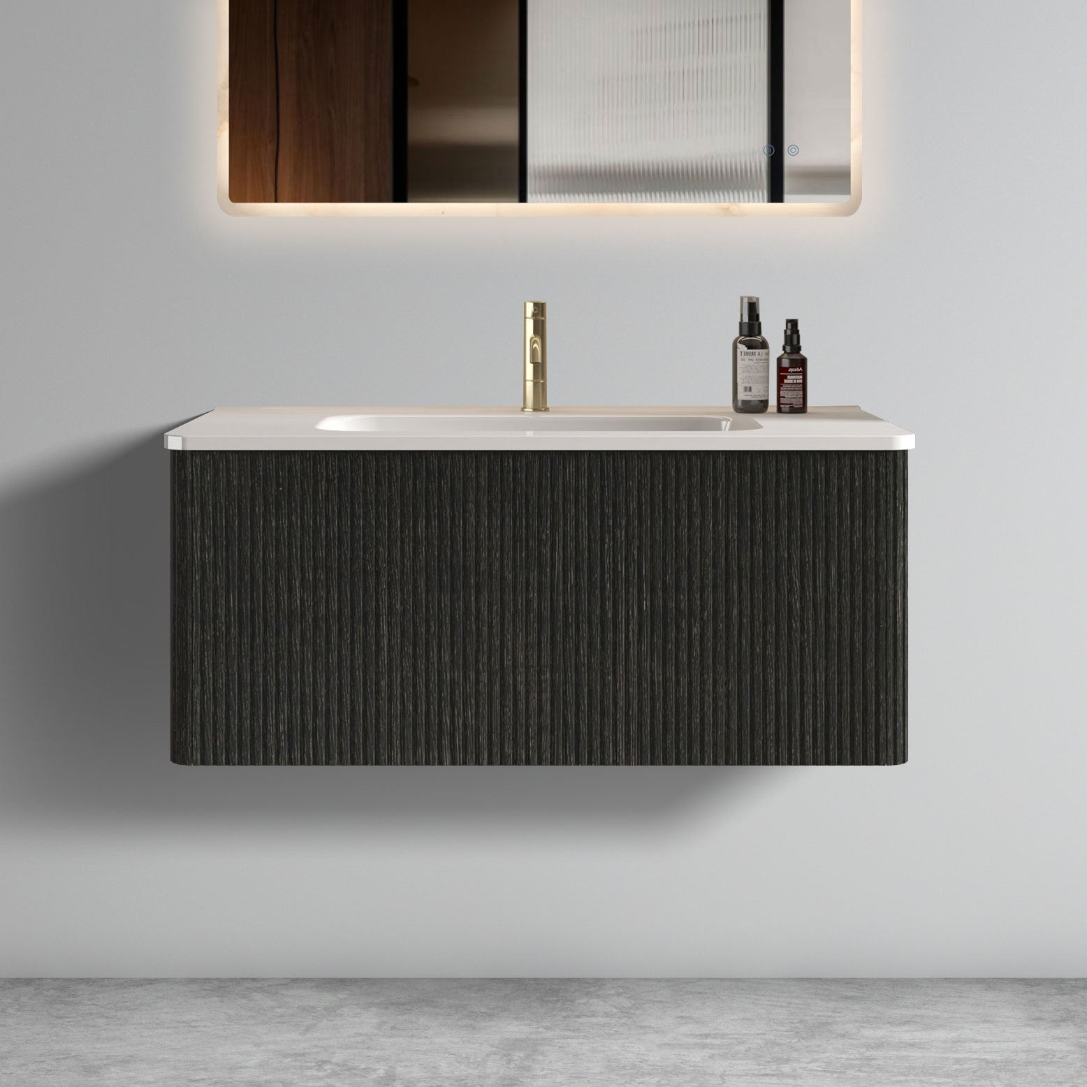 Etna 36" Black Oak Floating Bathroom Vanity