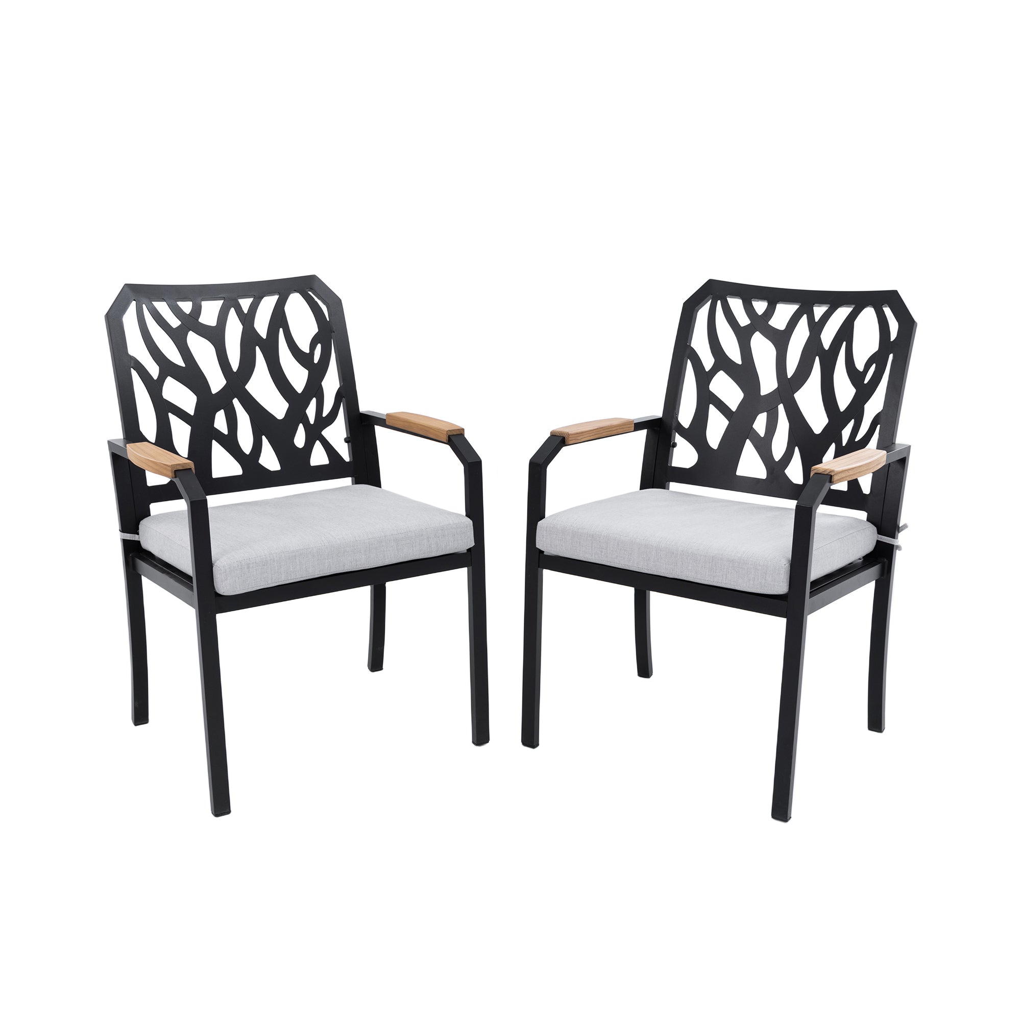 Outdoor Patio Aluminum Dining Chairs 2PC | Sunbrella, Bourbon Brown