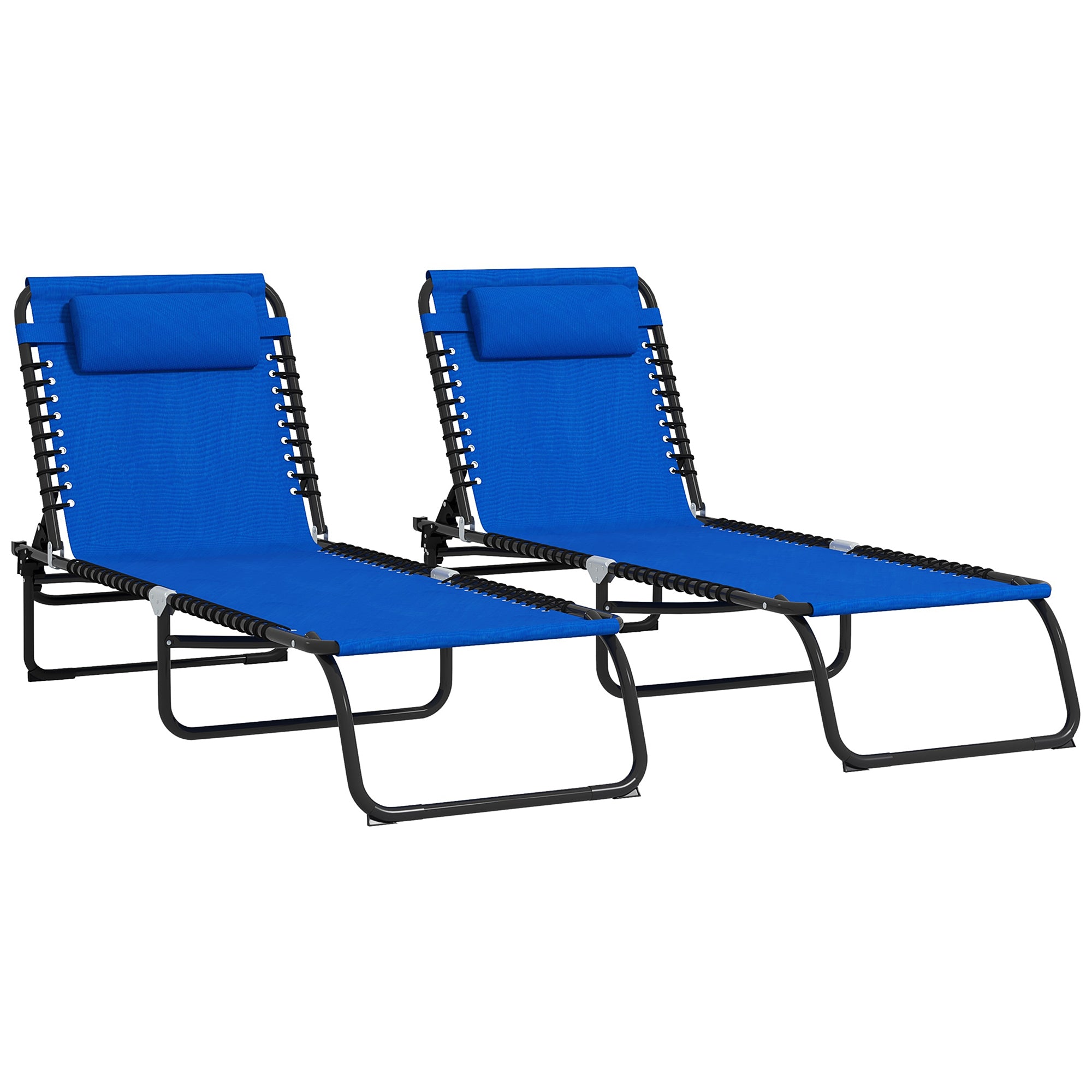Outsunny Folding Pool Chaise Lounge Chair, Reclining, Blue
