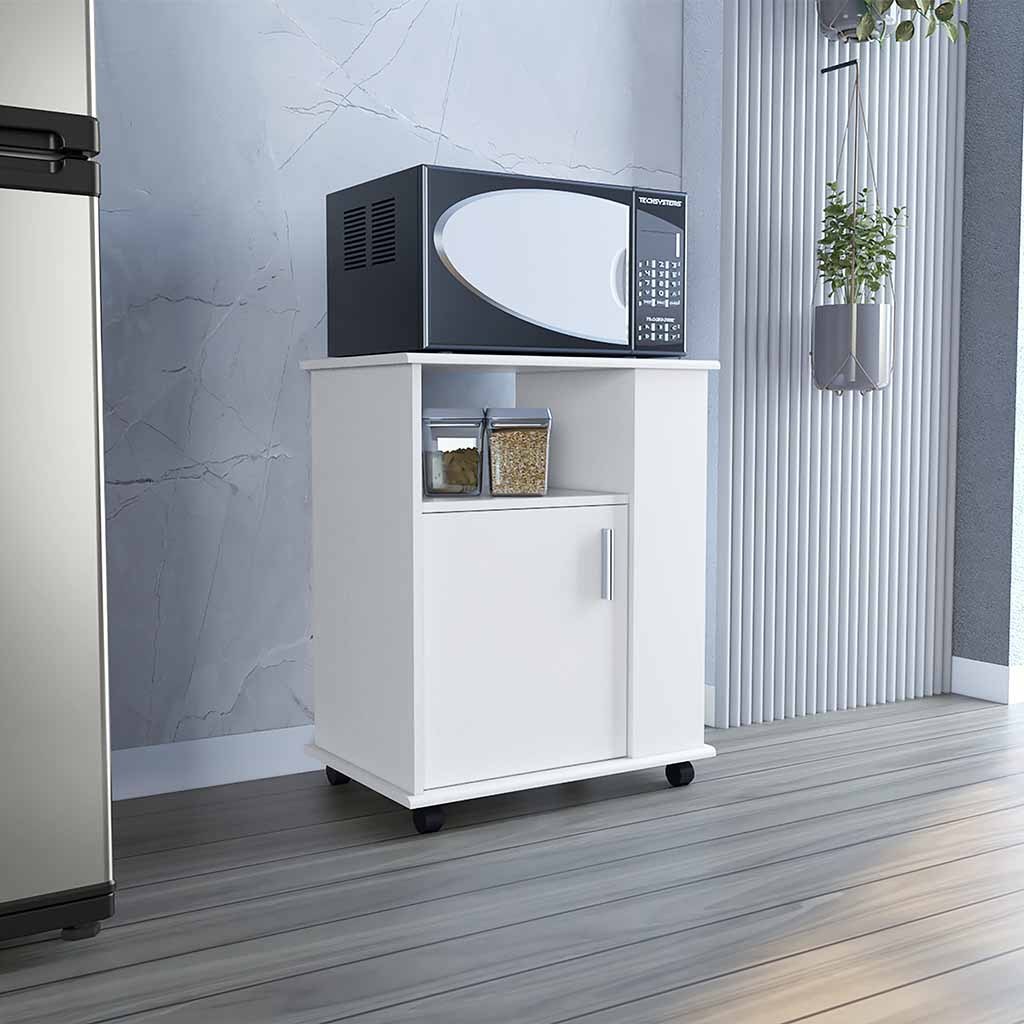 White Kitchen Cart Newark | 3 Side Shelves