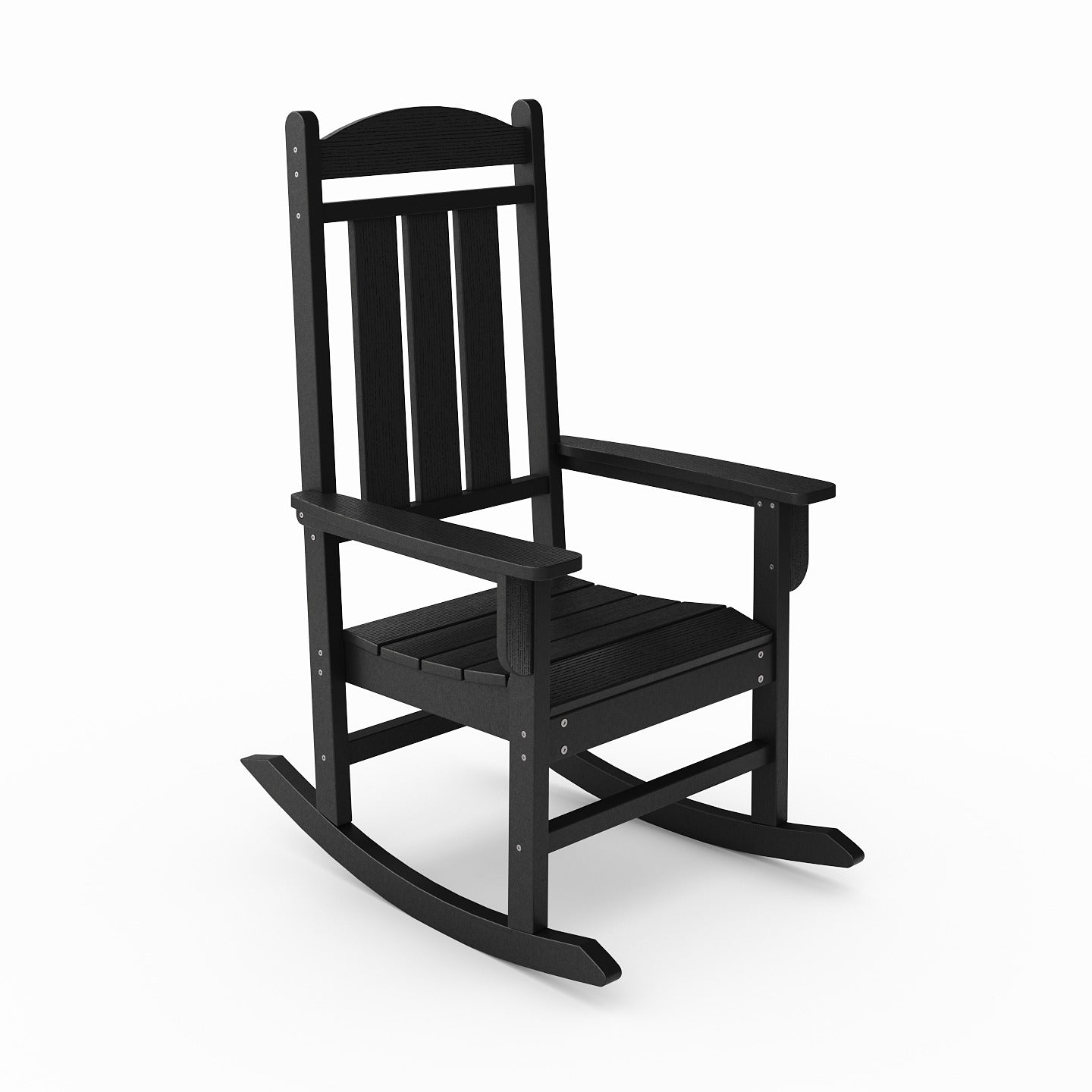 Black Traditional Porch Rocker - HDPE Poly Lumber for Outdoor Comfort