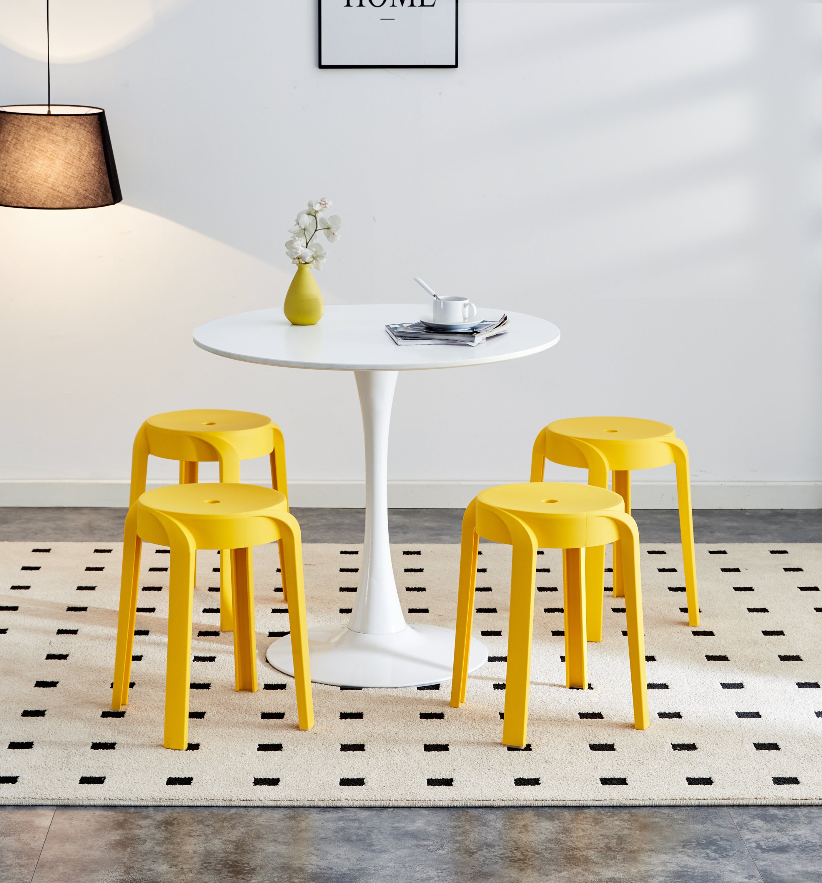 Mustard 6 Pack Stackable Plastic Stools: Flexible Classroom Seating