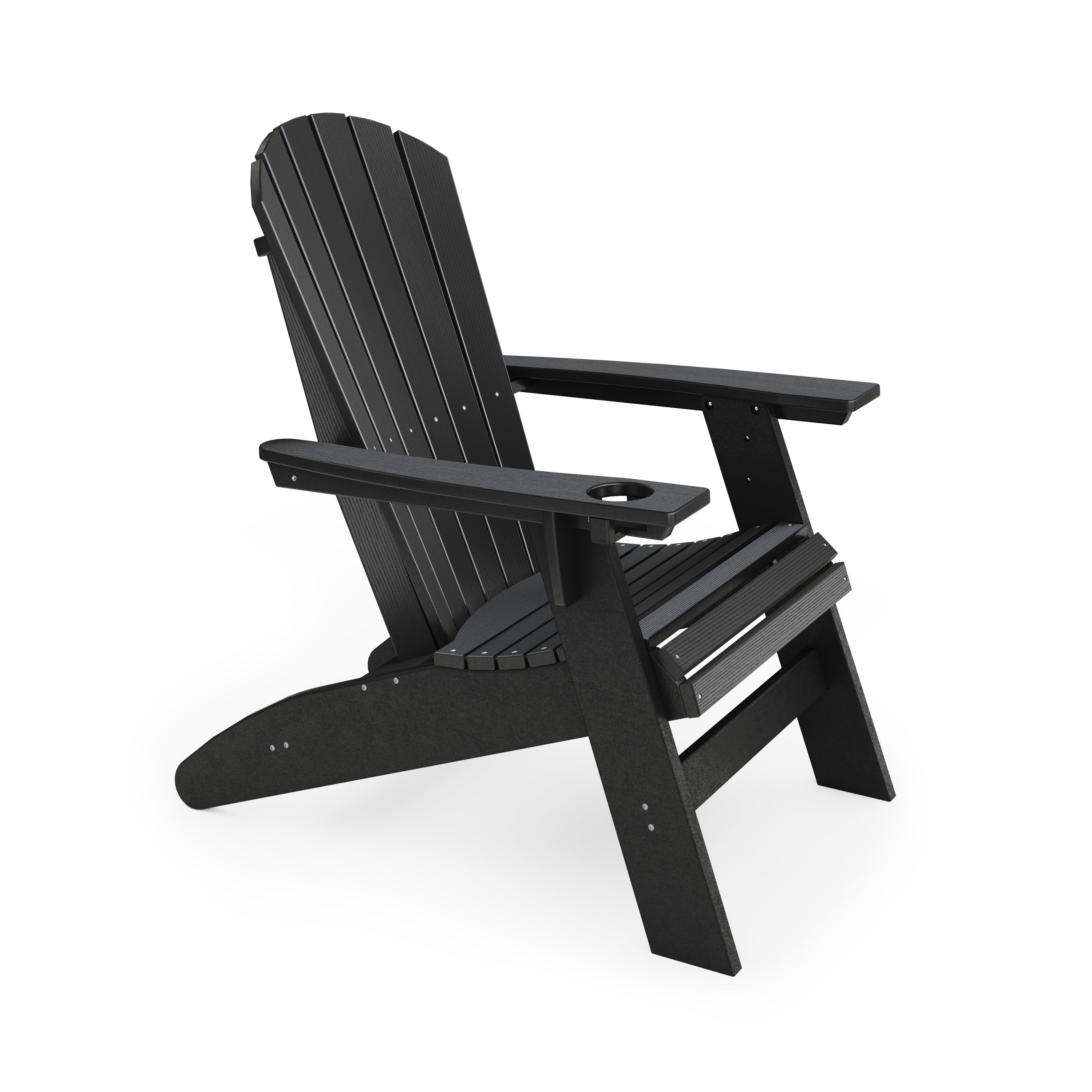 Black Adirondack Chair - HDPE Poly Lumber for Poolside & Patio