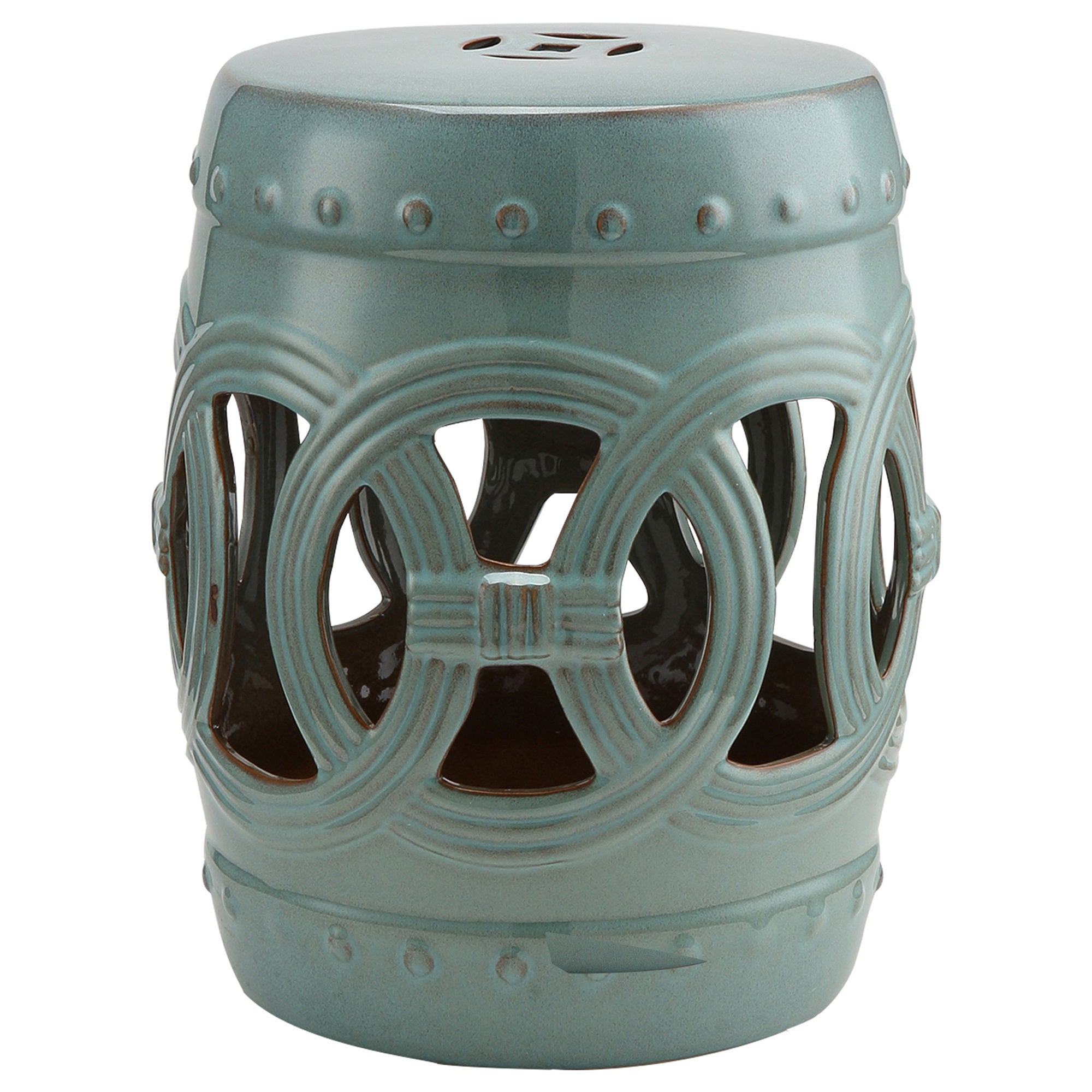 Outsunny Antique Blue Glazed Ceramic Garden Stool End Table