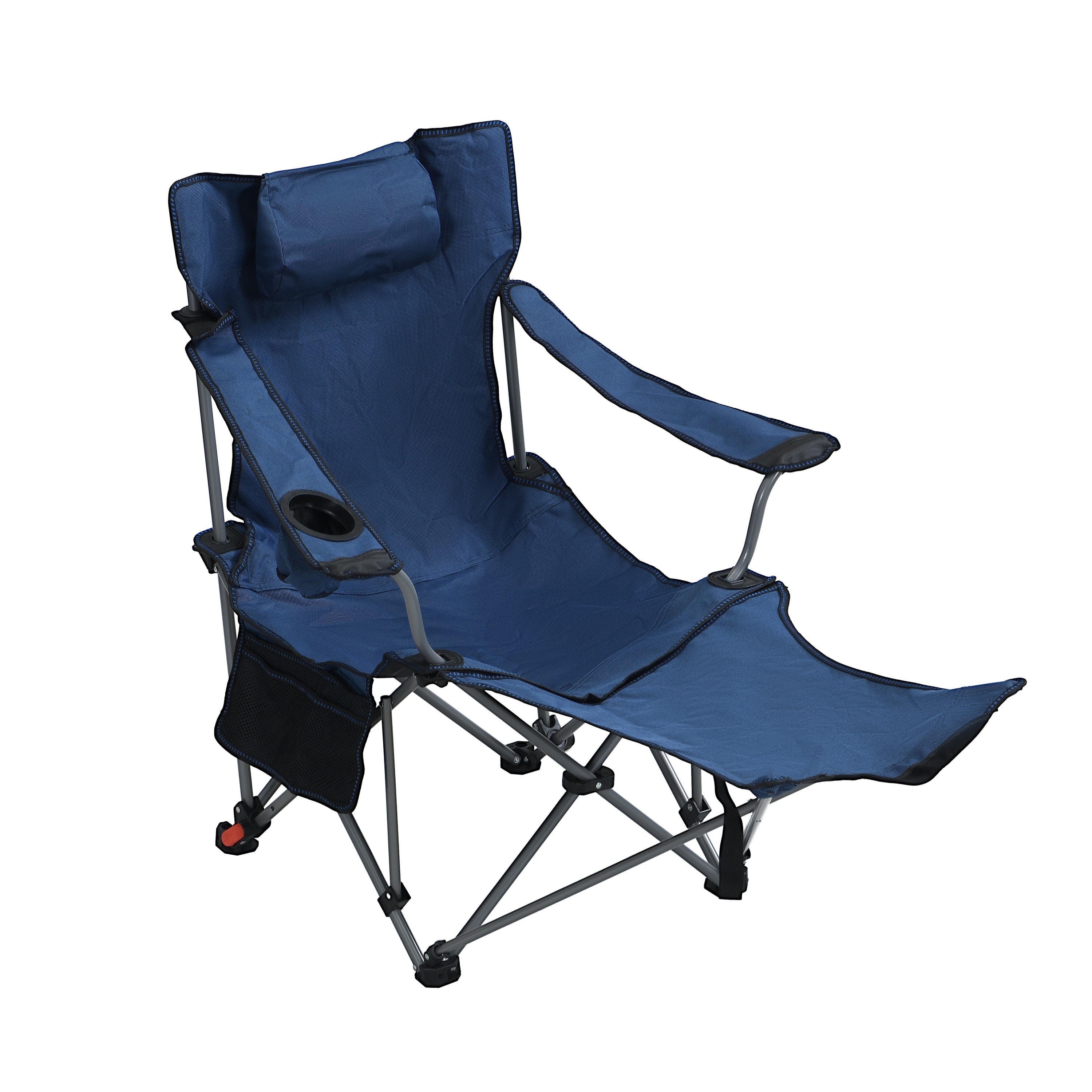 Outdoor Folding Portable Reclining Camping Chair w/ Cup Holder & Pockets
