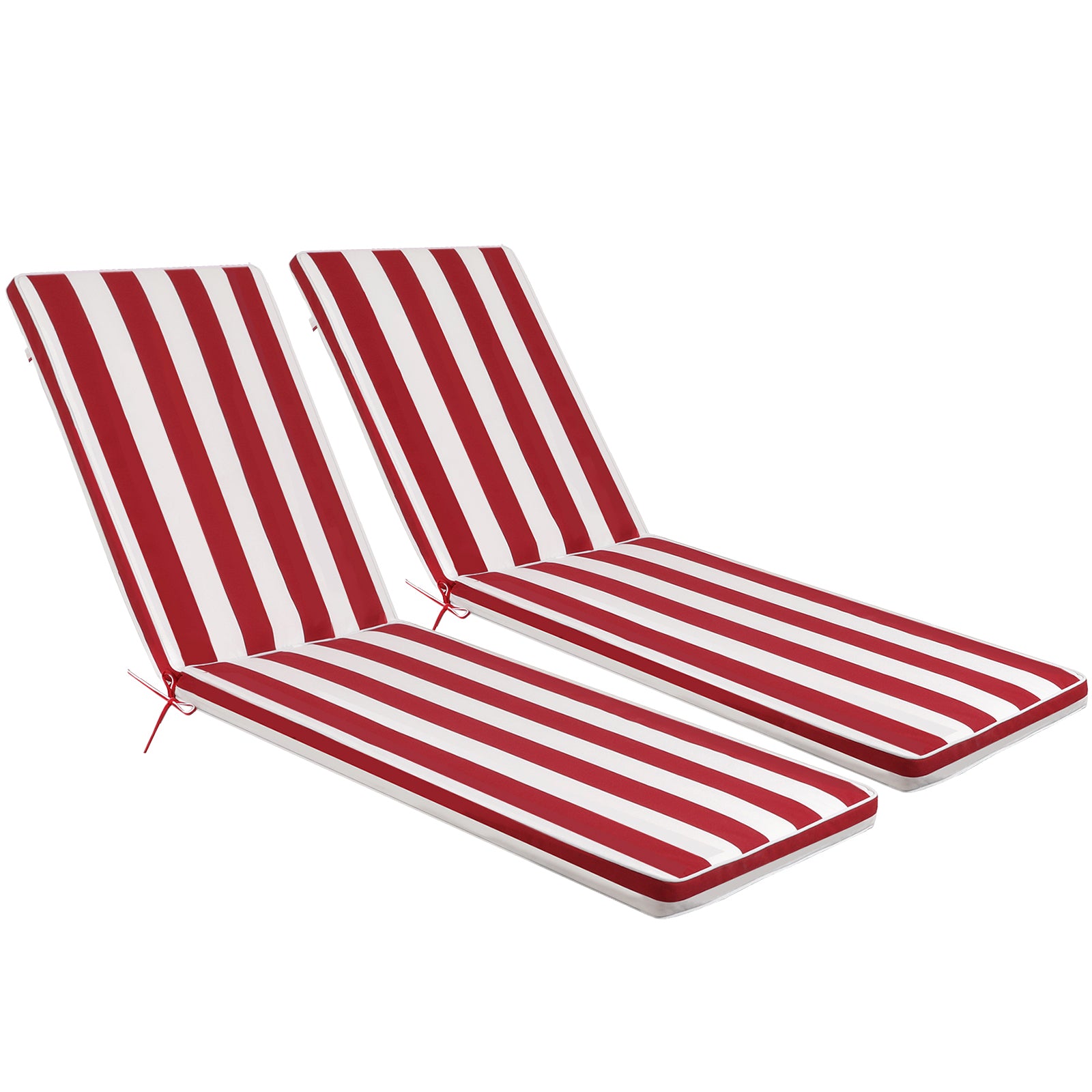 2PC Outdoor Lounge Chair Cushion Replacement Set - Red/White