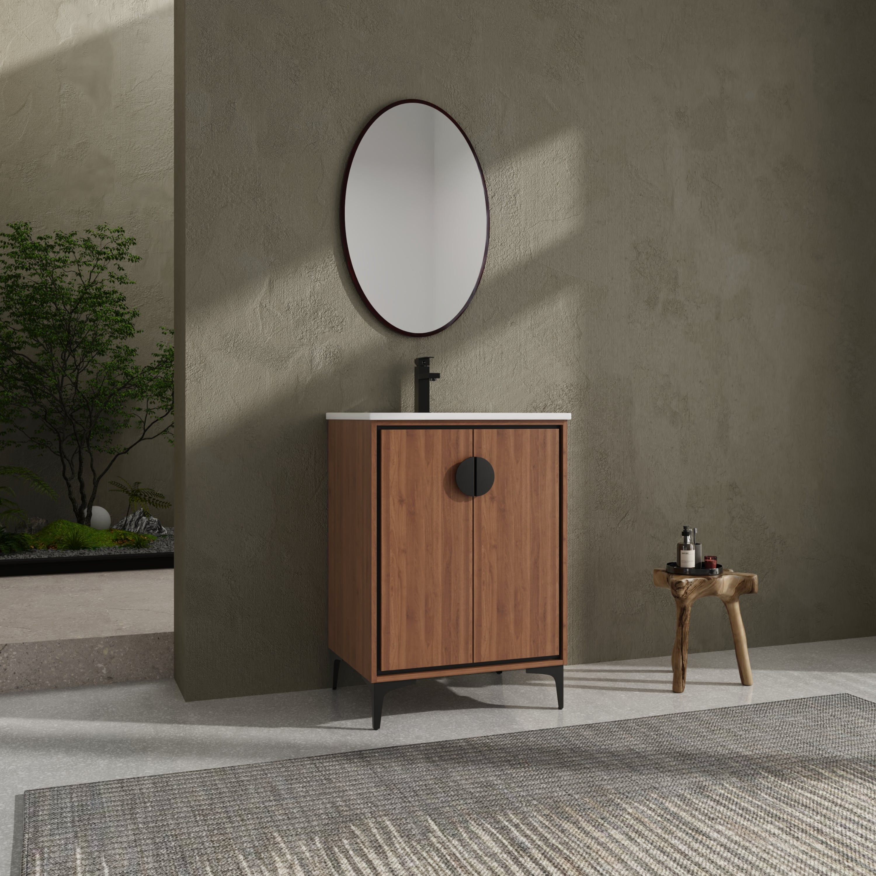Modern 24" Bathroom Vanity with Sink & Storage