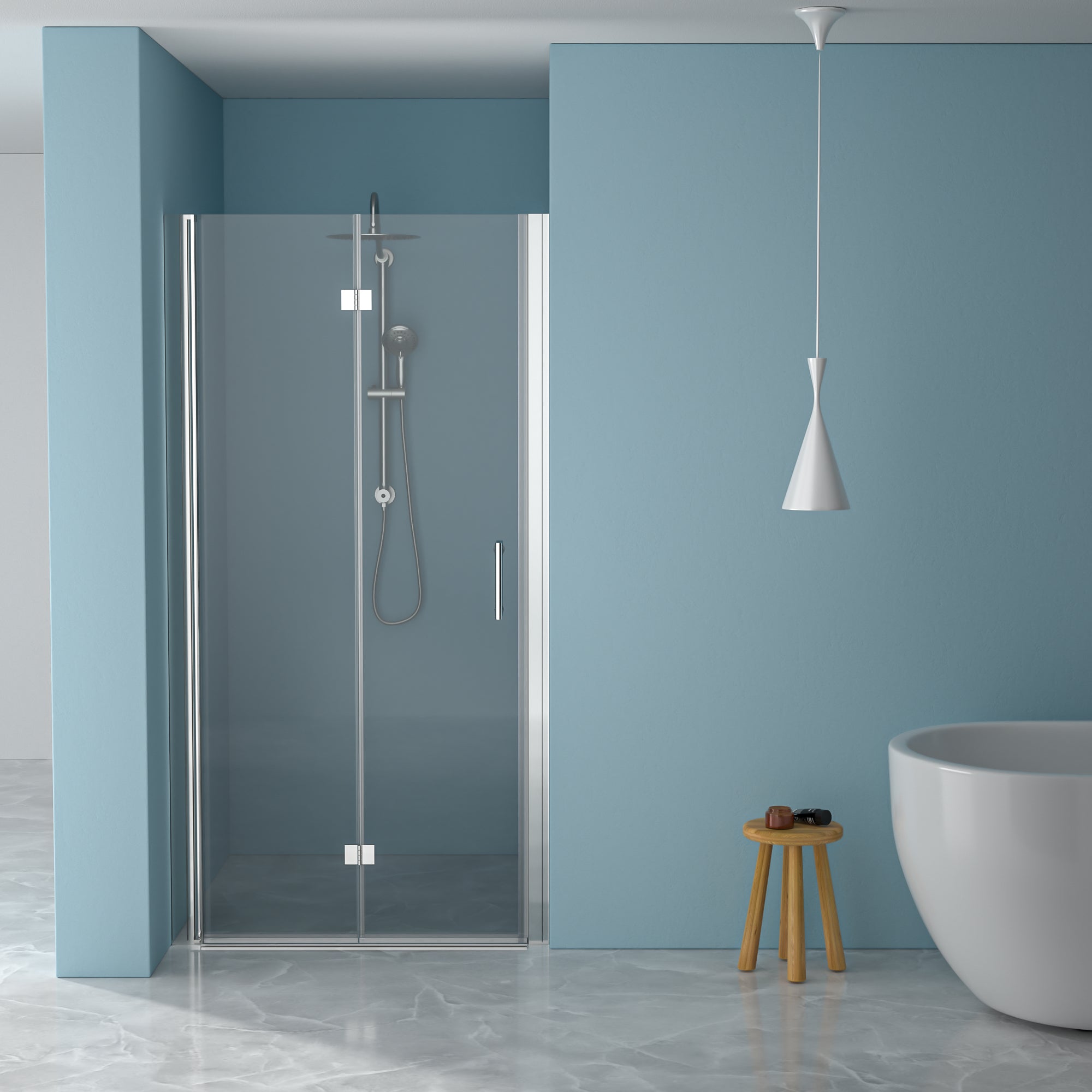 72x36 Frameless Shower Door - Tempered Glass, Chrome