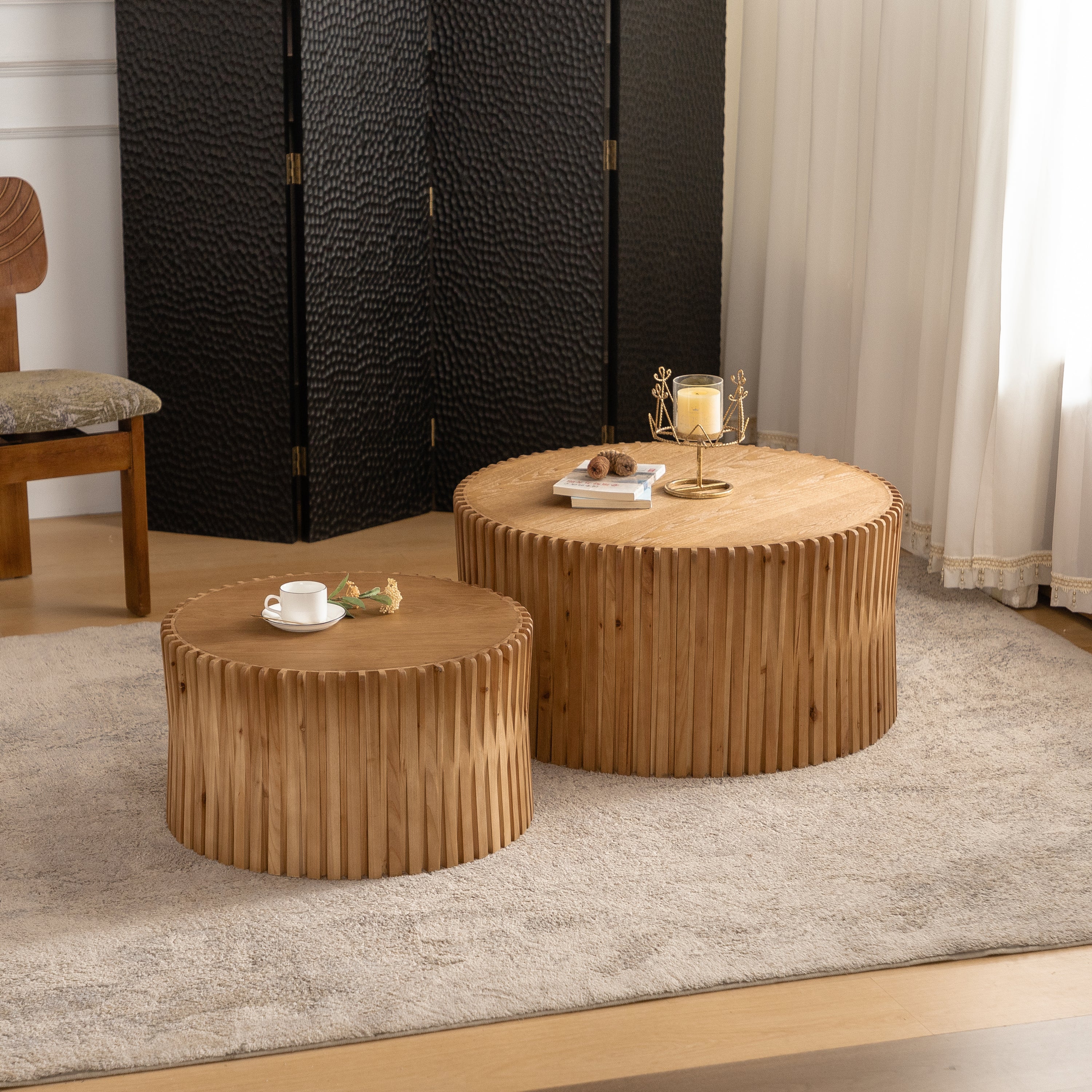 Vintage Nesting Coffee Table Set (2) - Natural
