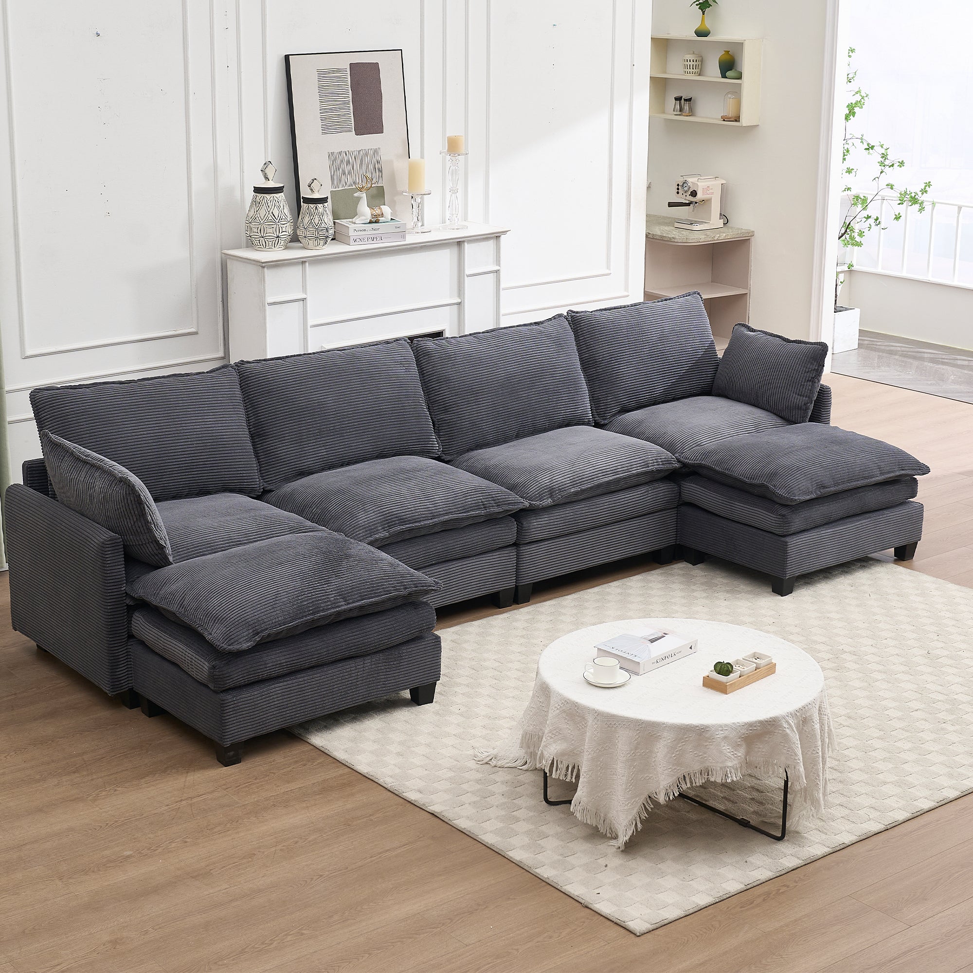 Oversized Velvet U-Shaped Sofa: Comfy & Large