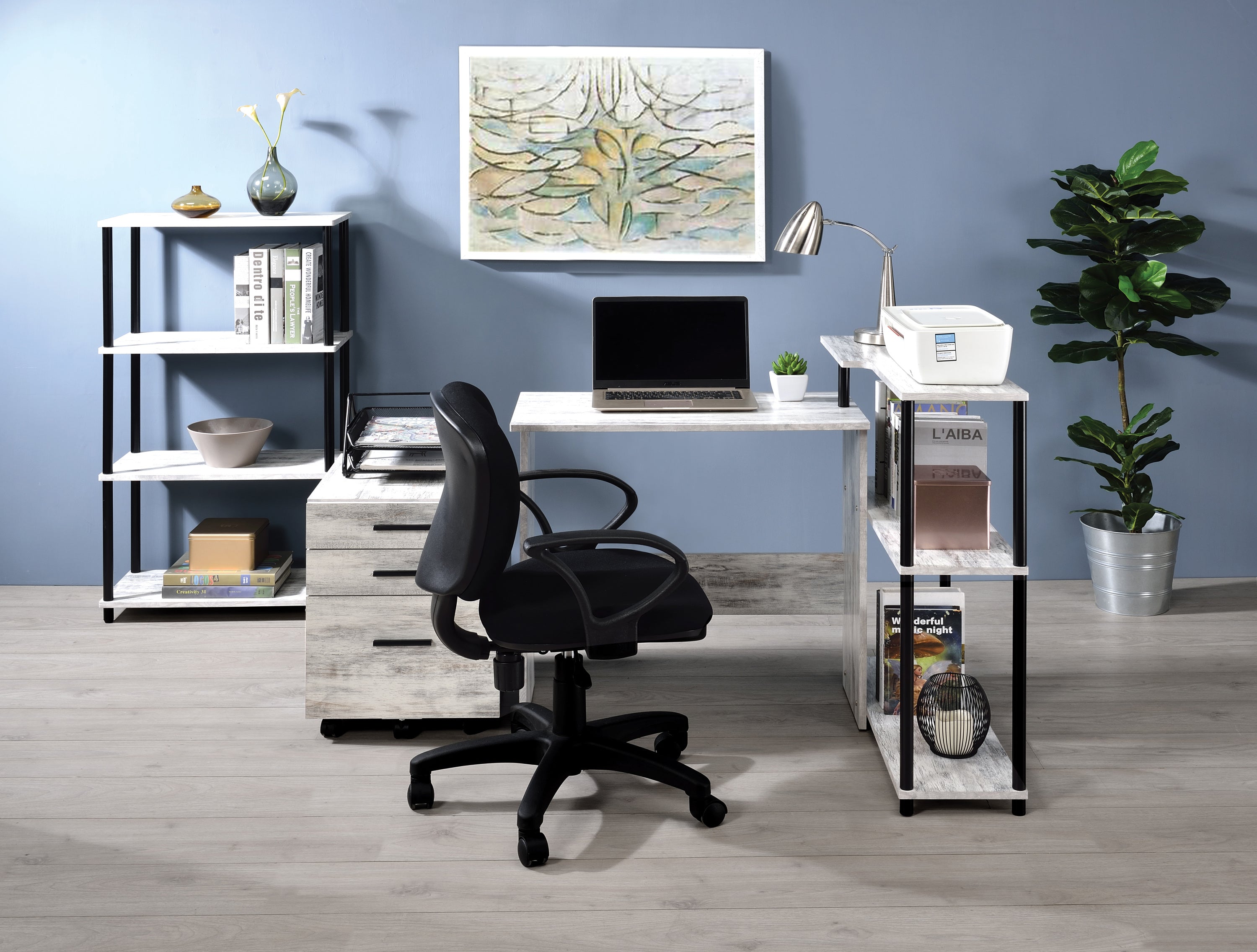 Levi Antique White & Black Writing Desk