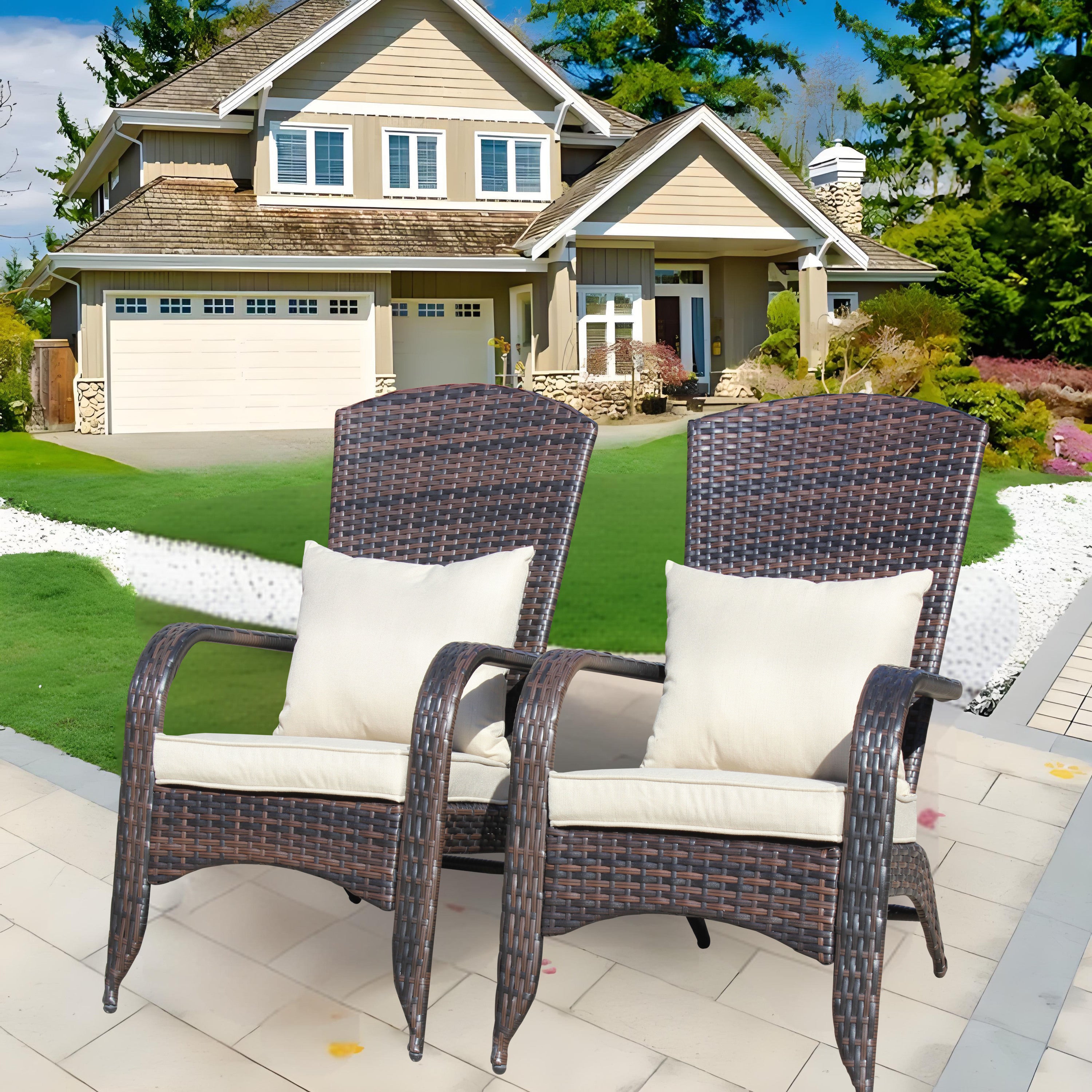 Comfortable Patio Chair with Beige Cushions - Outdoor Seating