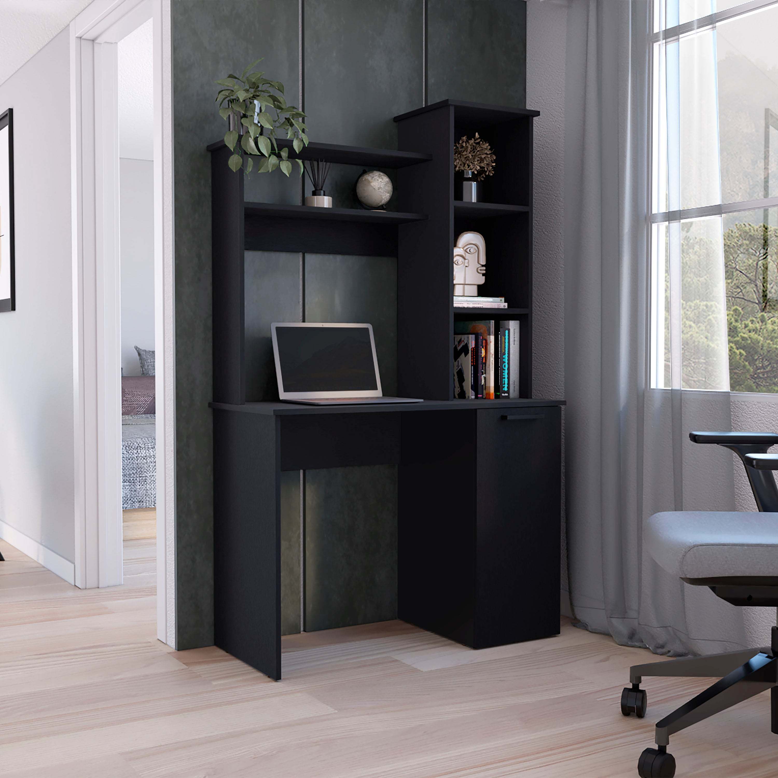Muncy White Desk with Hutch & Storage | Computer Desk