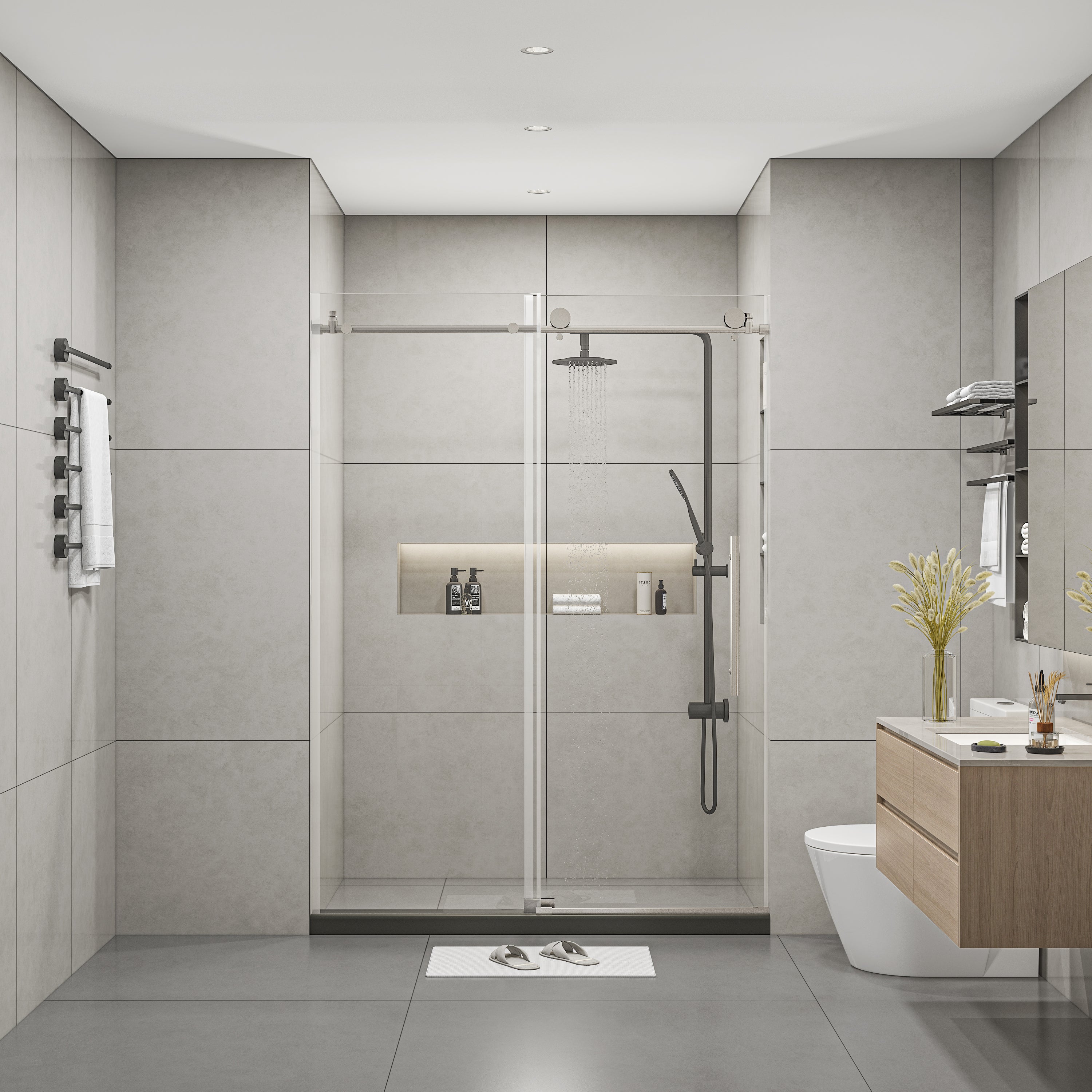 Frameless Shower Door 60x76", 3/8" Glass