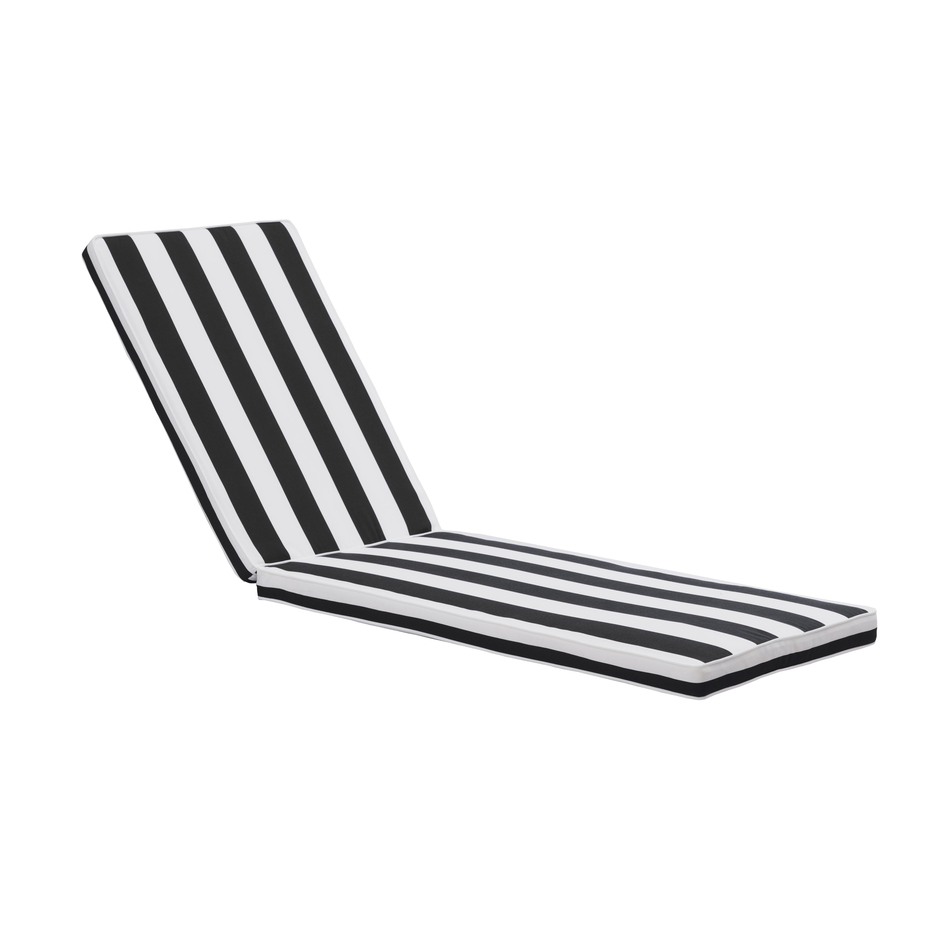 Outdoor Chaise Lounge Cushion - Black & White Striped Patio Seat