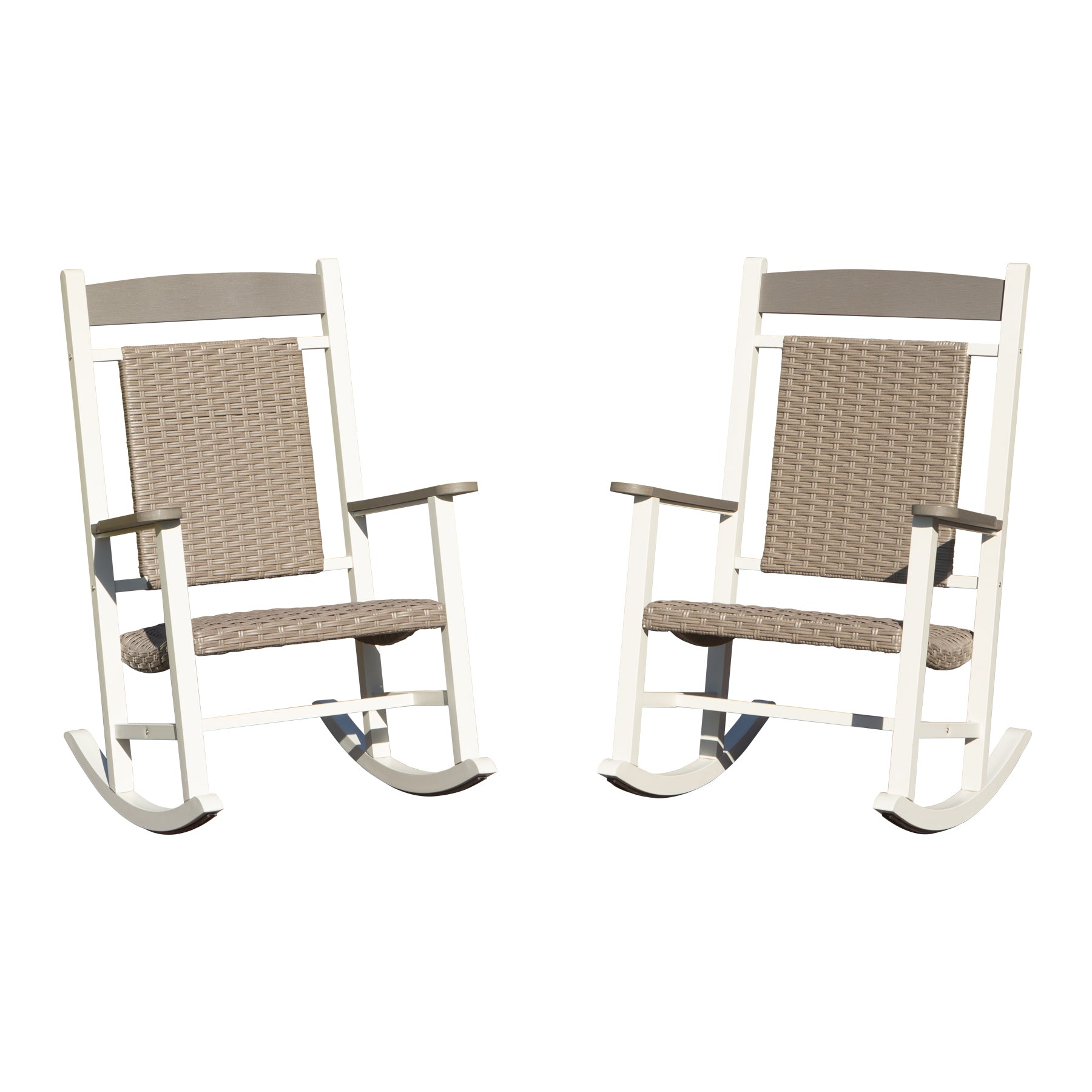 Outdoor Rocking Chairs Set of 2, HDPE Patio Oversized Wicker Rockers