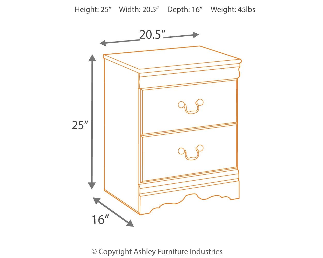 Huey Vineyard - Two Drawer Night Stand - Black