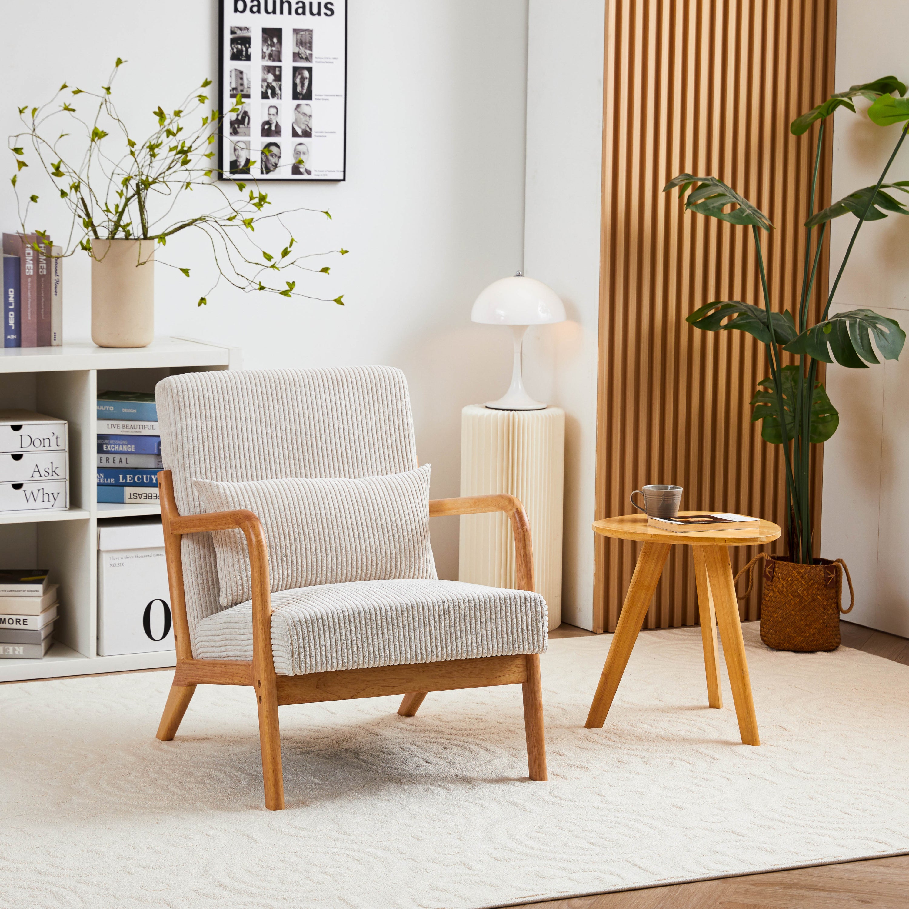 Mid-Century Modern Accent Chair (Beige)