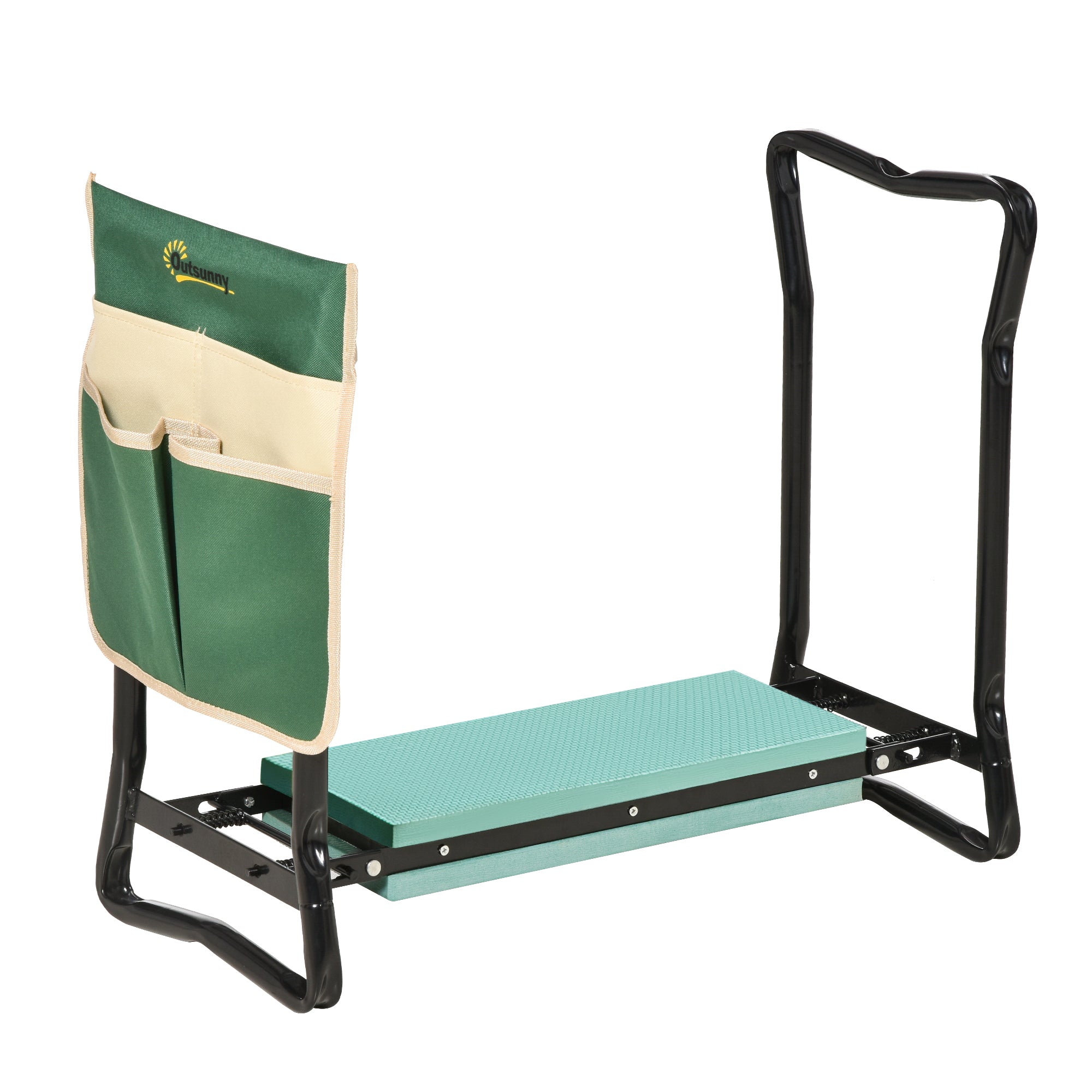 Outsunny Folding Garden Kneeler Seat & Stool with Tool Pouch