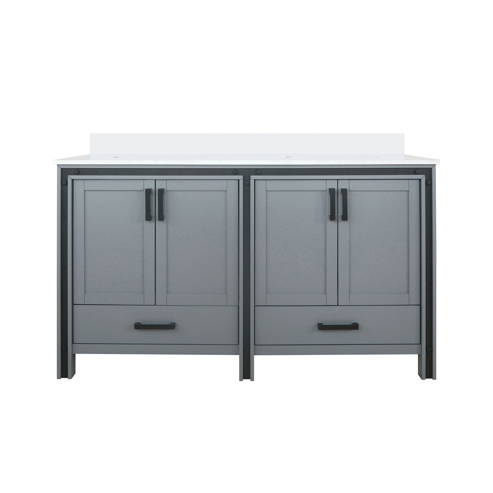 60" Dark Grey Double Bath Vanity w/ Marble Top