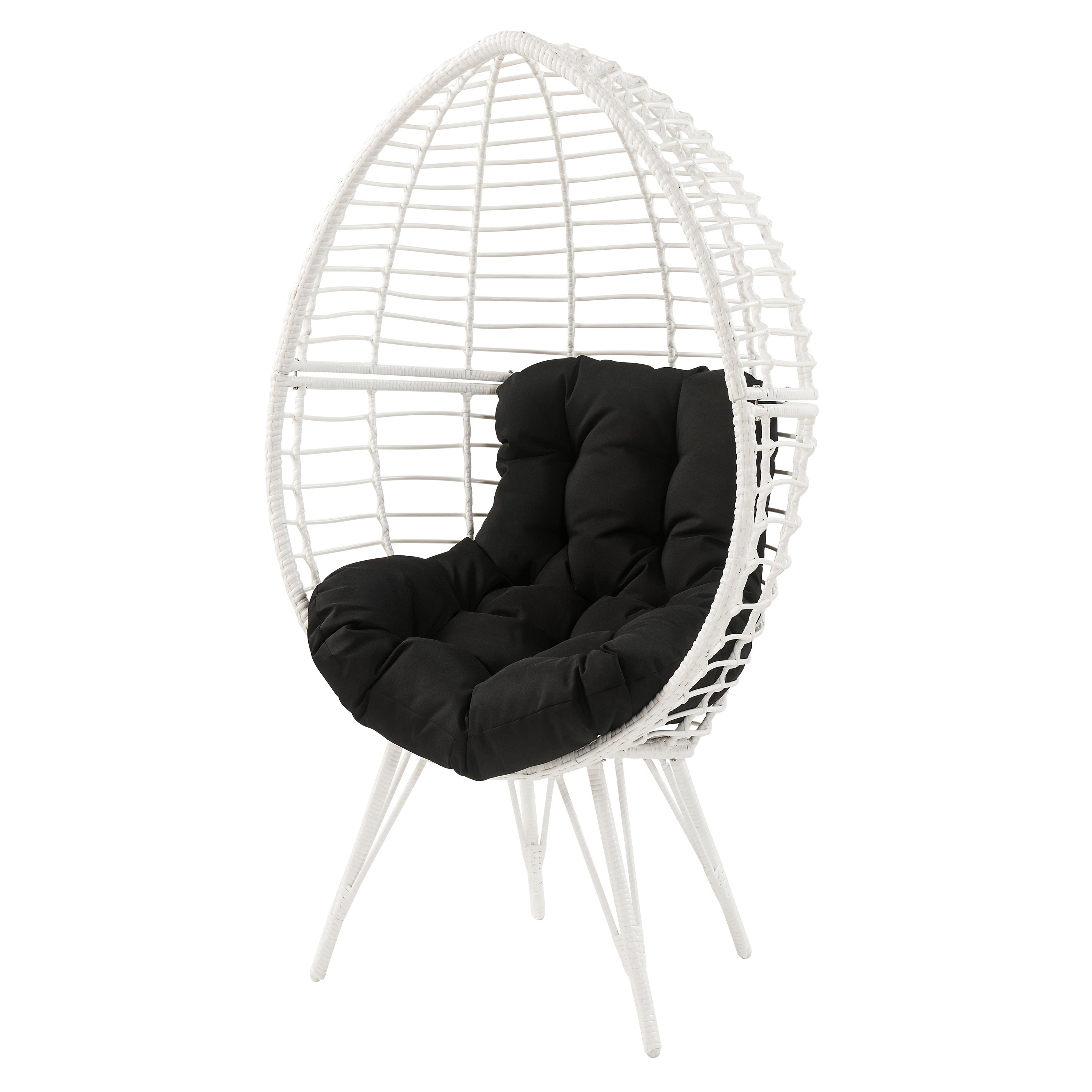 Black & White Patio Chair: Outdoor Seating w/ Removable Cushion