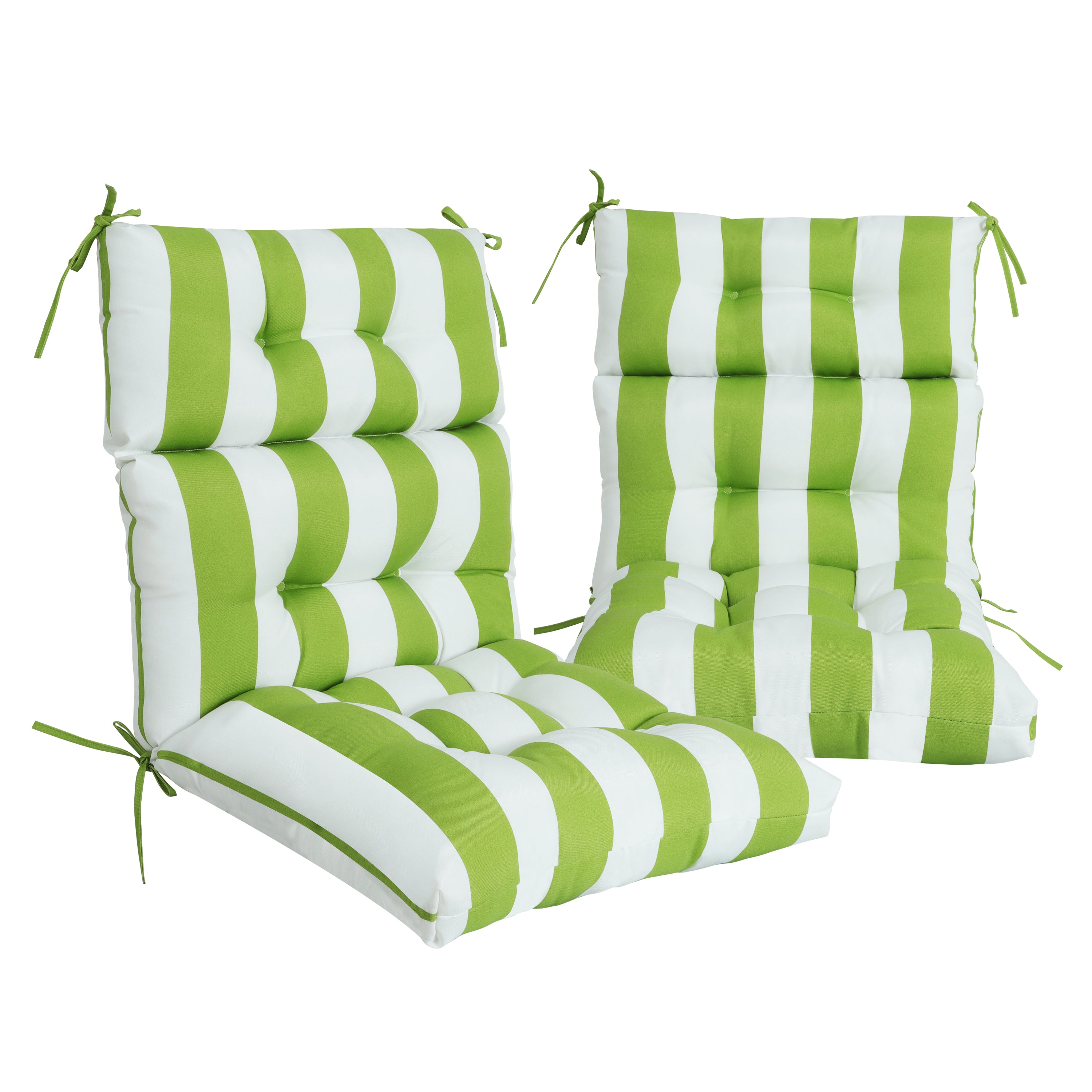 2-PC High Back Tufted Patio Rocking Chair Cushion Set Kiwi/White