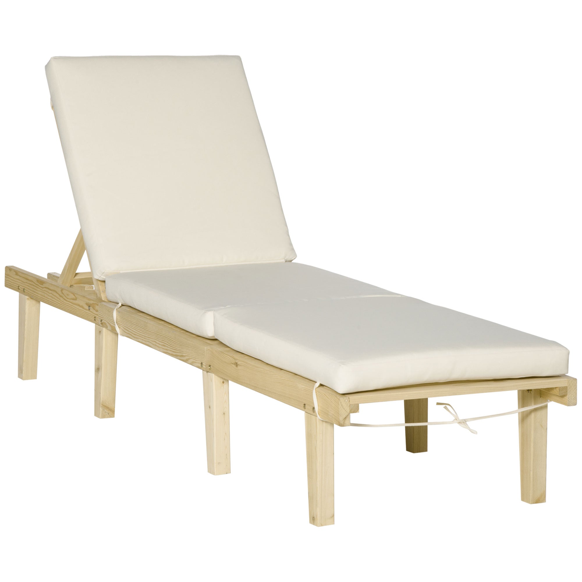 Outsunny Outdoor Chaise Lounge Recliner, Adjustable w/Cushion