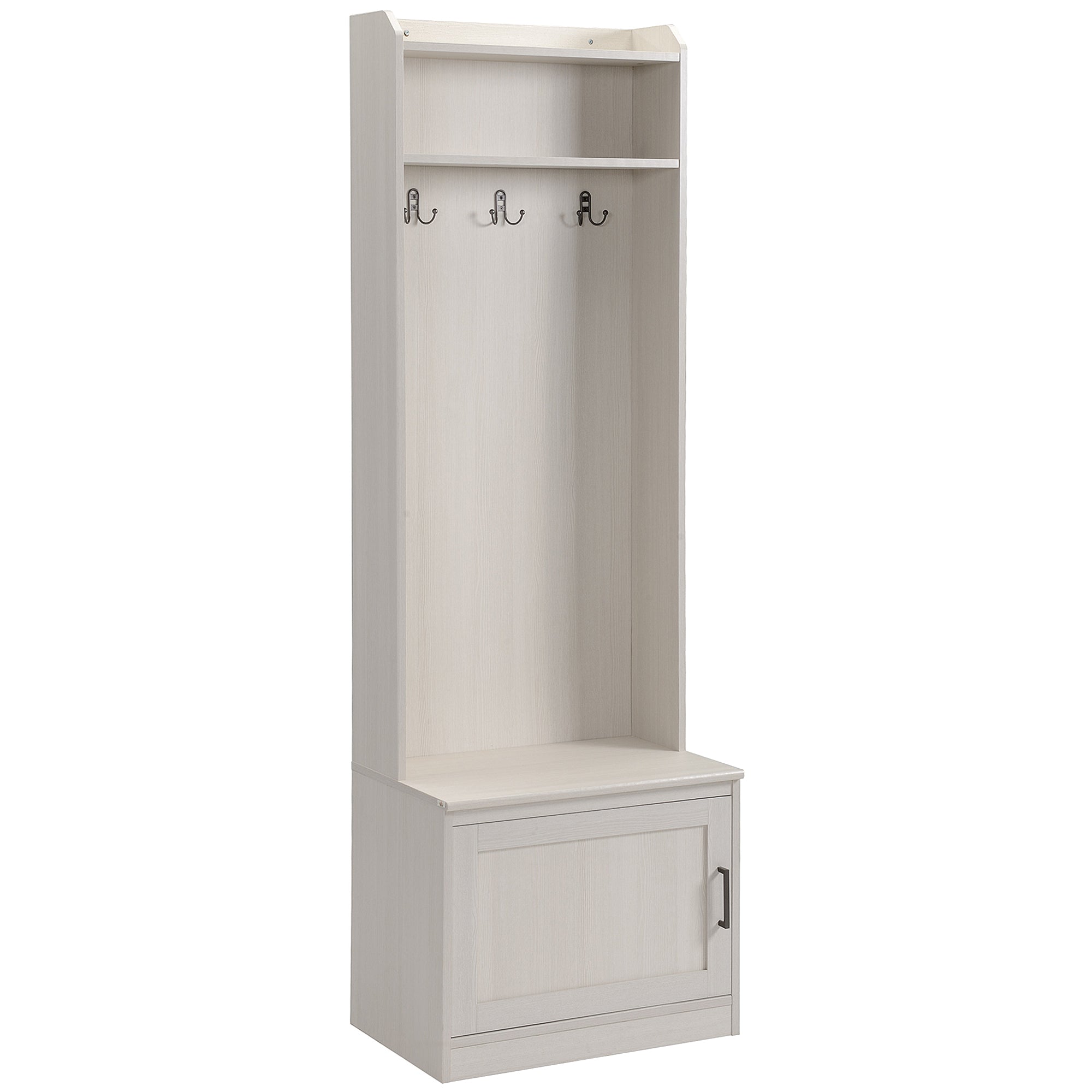 Rustic Hall Tree w/ Shoe Storage Bench, White