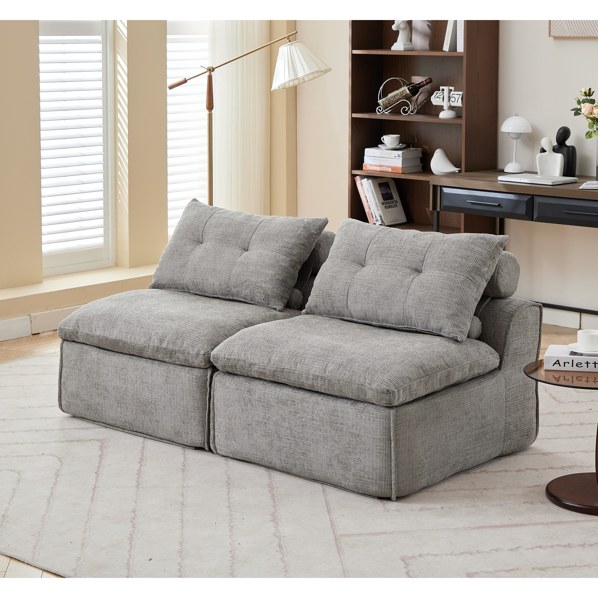 Modular Sofa: DIY Chenille Lounge Chair (2 Seats)