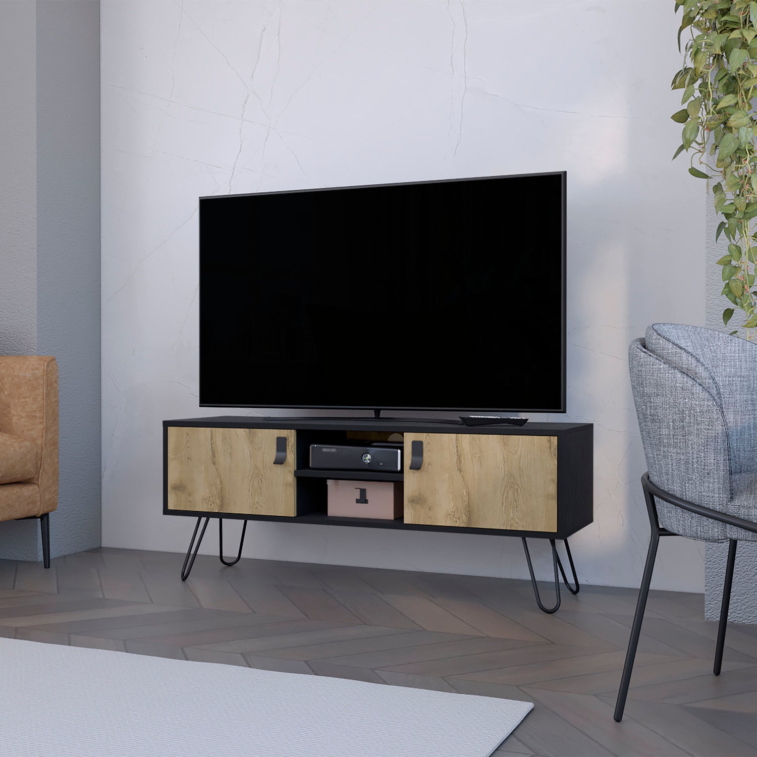 Kimball Hairpin Leg TV Stand | Media Console w/ Doors & Shelves