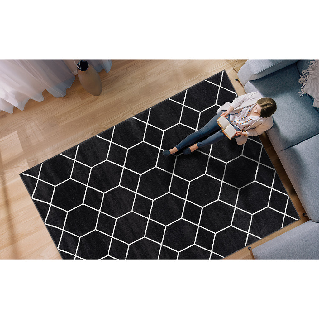 Geometric Woven Trellis Area Rug