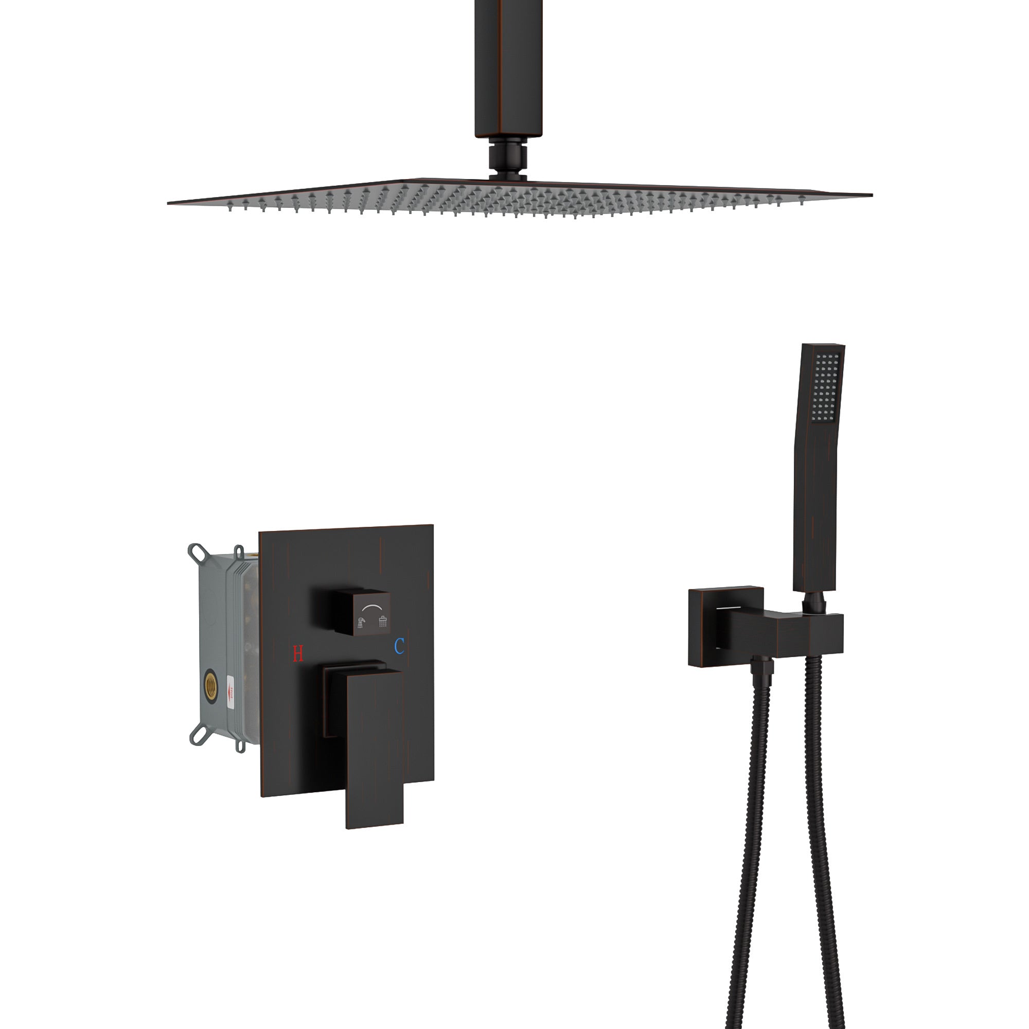 Square Ceiling Mount Shower System - Oil Rubbed Bronze